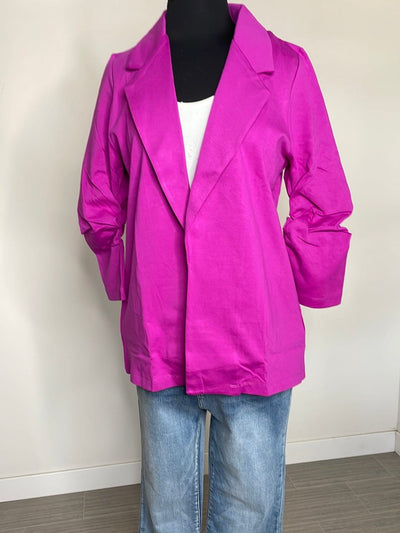 Spring Magenta Cinched Sleeve Blazer