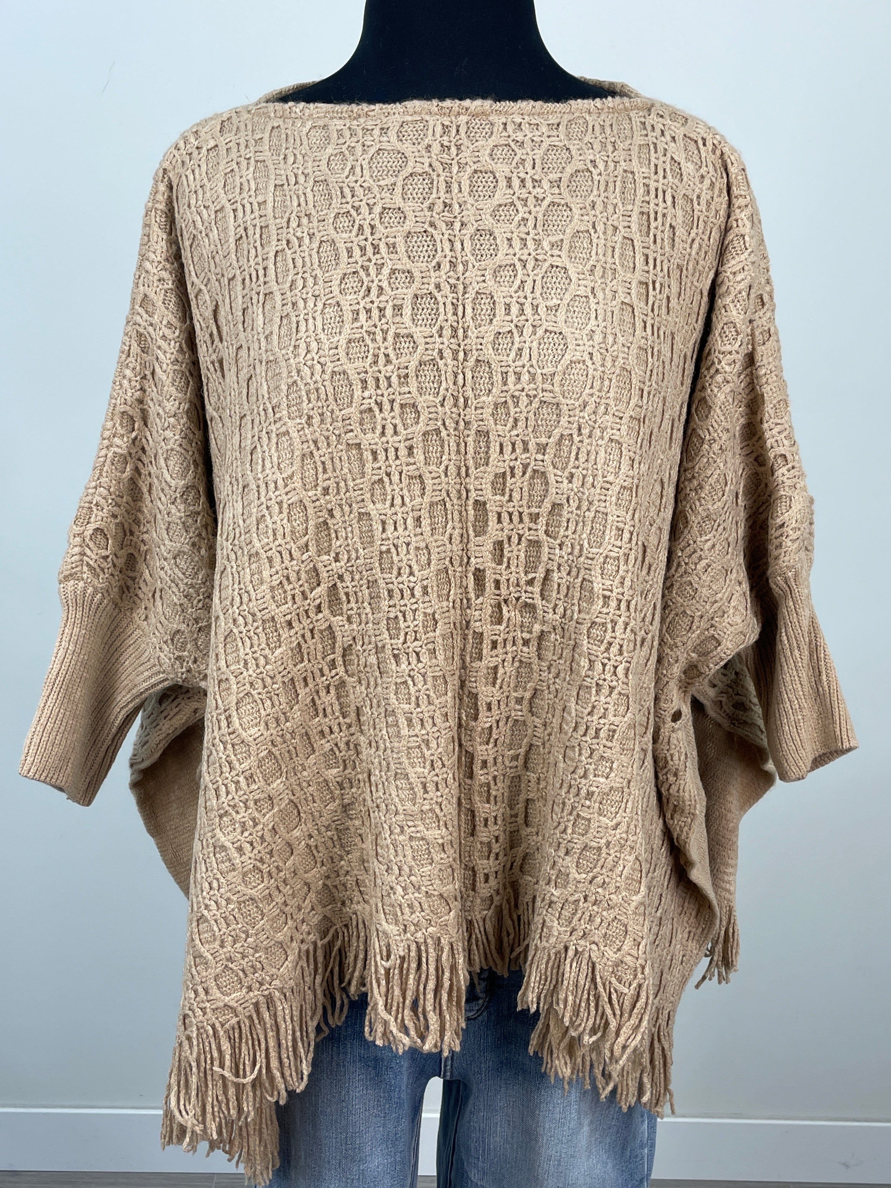 Tan Crochet Pullover