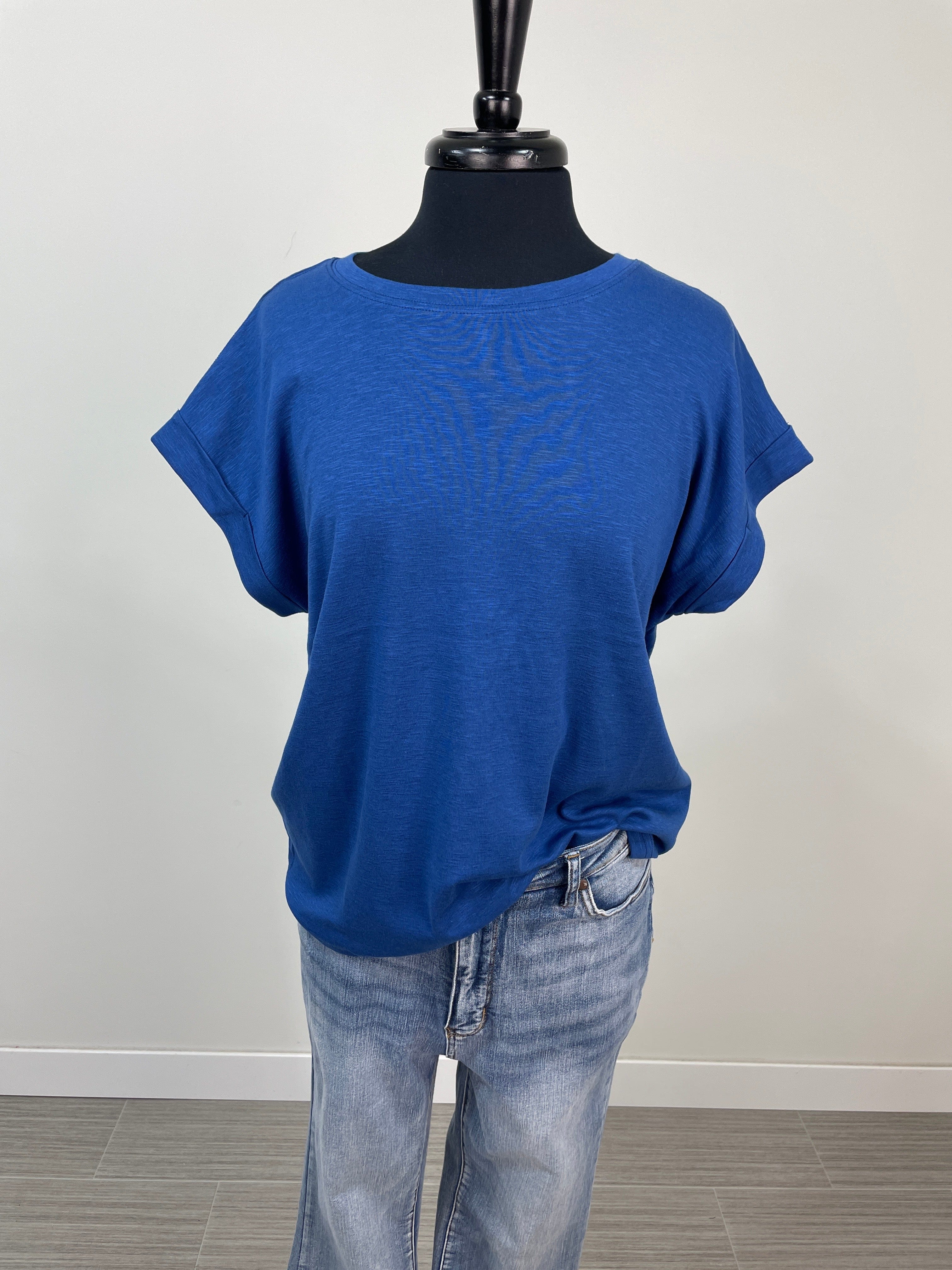 Light Navy Modal Rolled Sleeve Tee