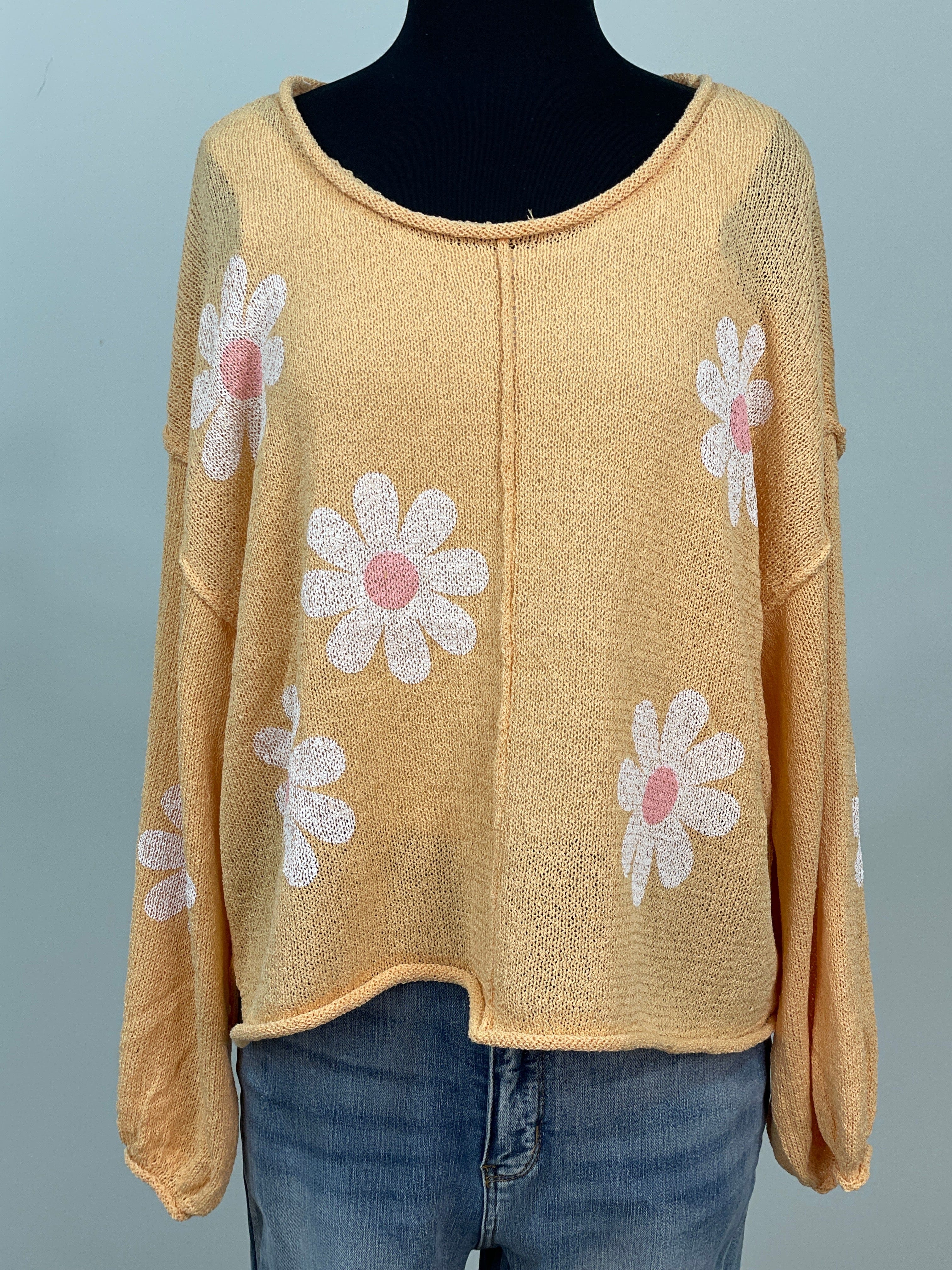 Apricot Flower Sweater
