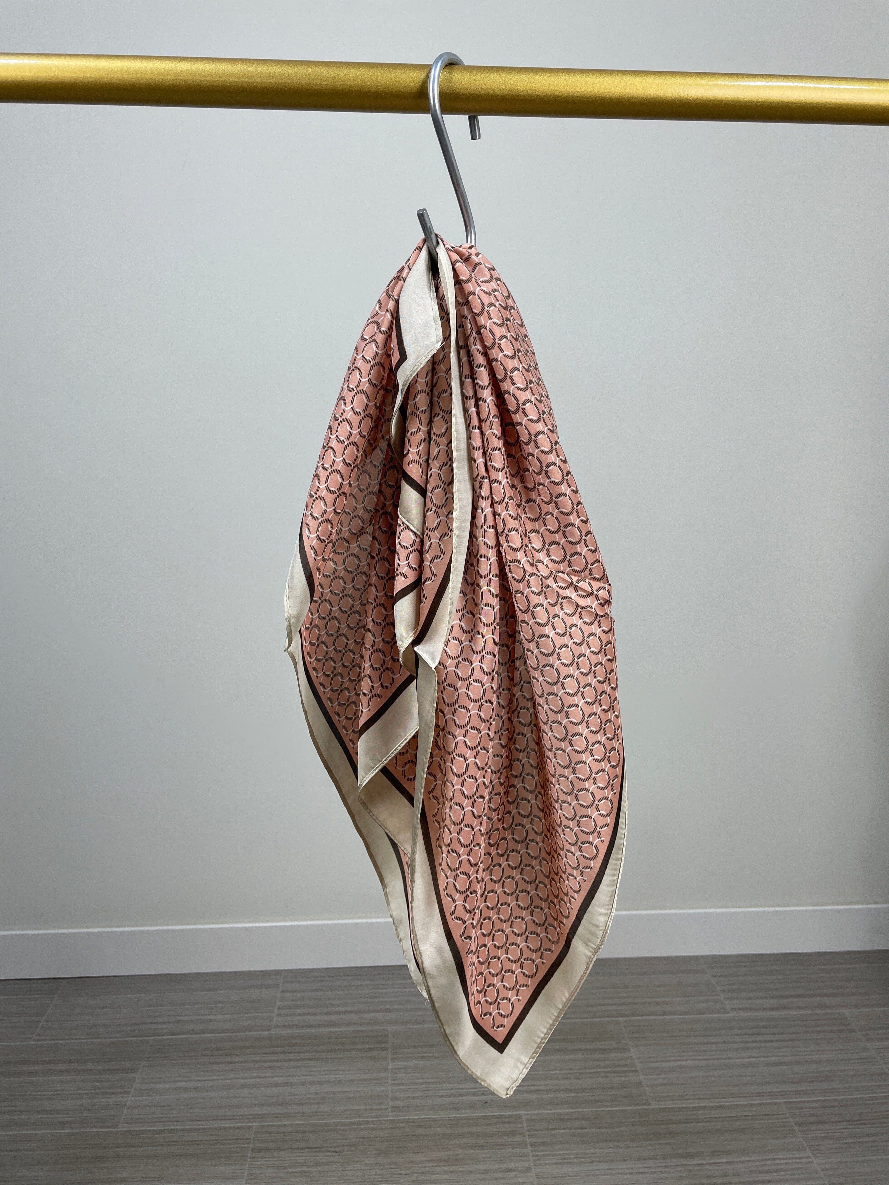 Pink Circle Print Satin Scarf