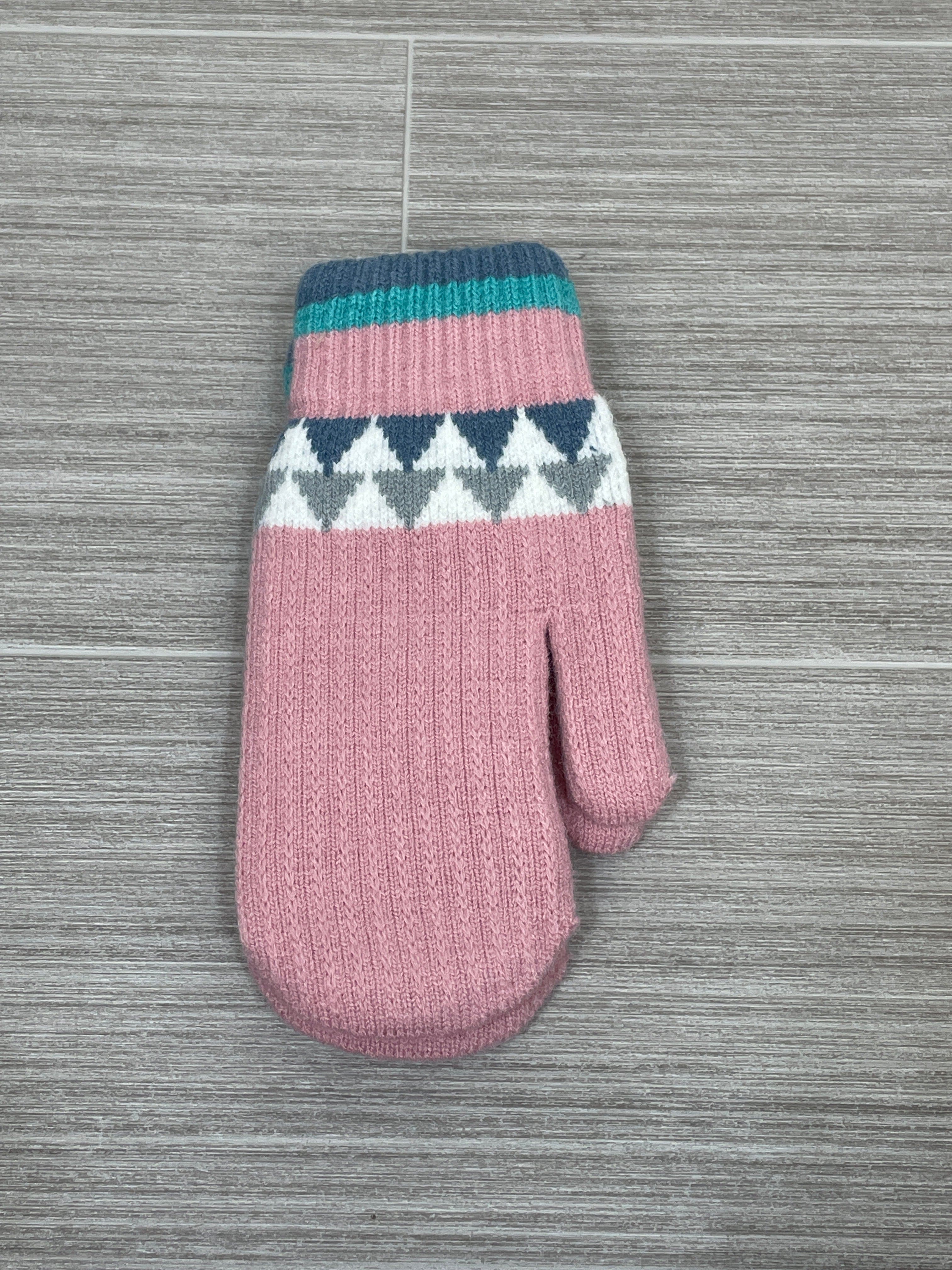 Pink Aztec Pattern Knit Mittens