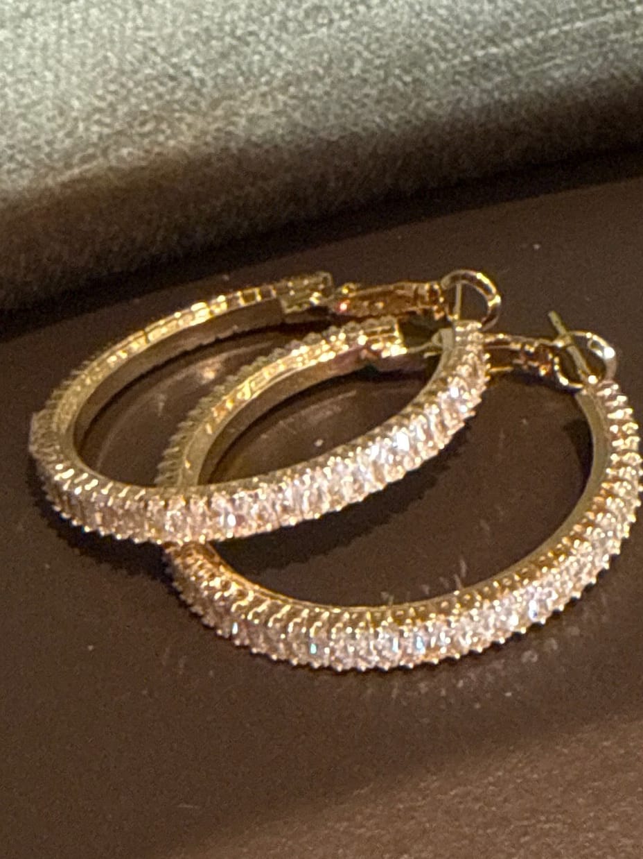 Crystal Gold Hoop Earring