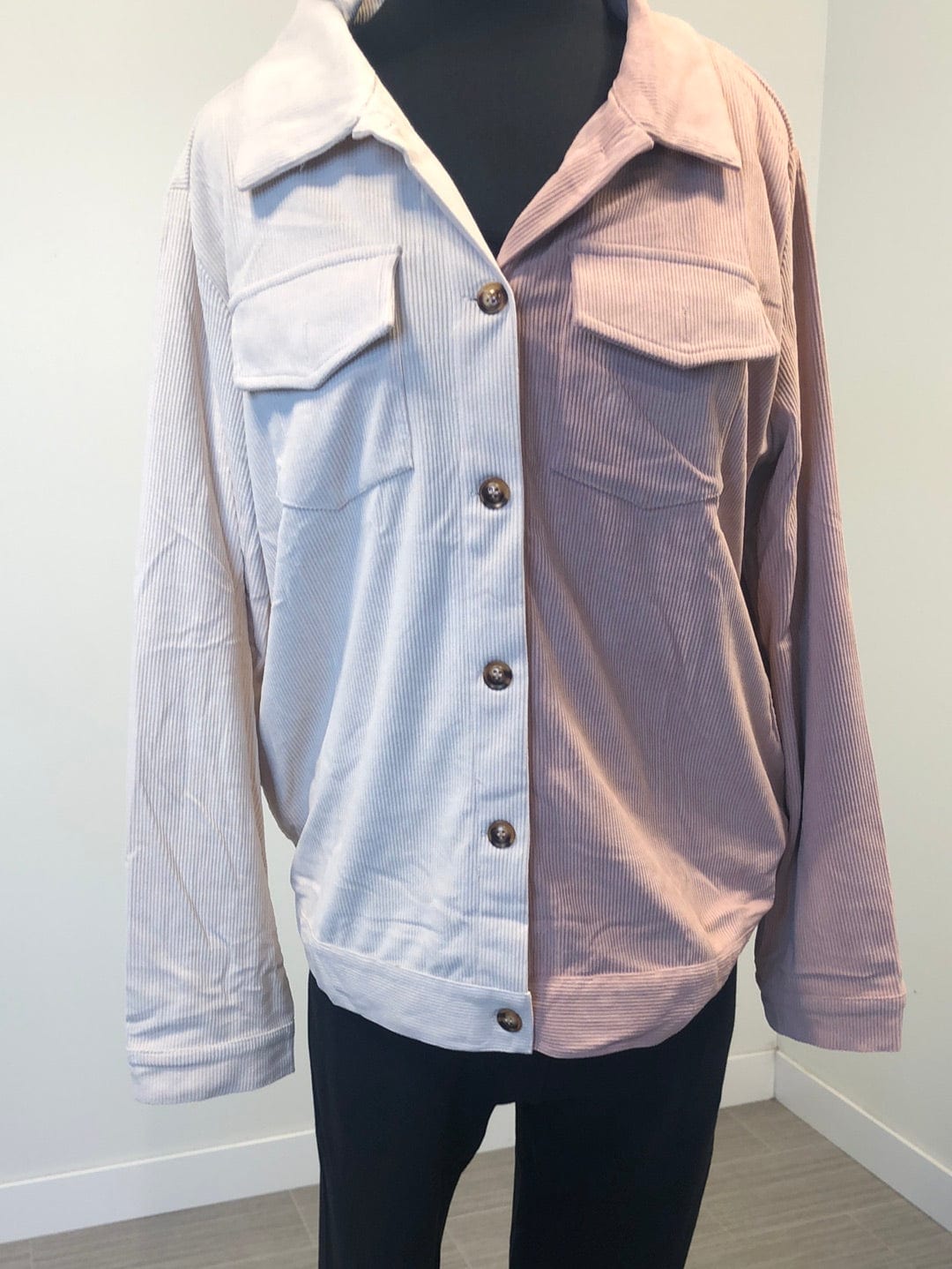 Mauve & Tan Split Corduroy Longsleeve