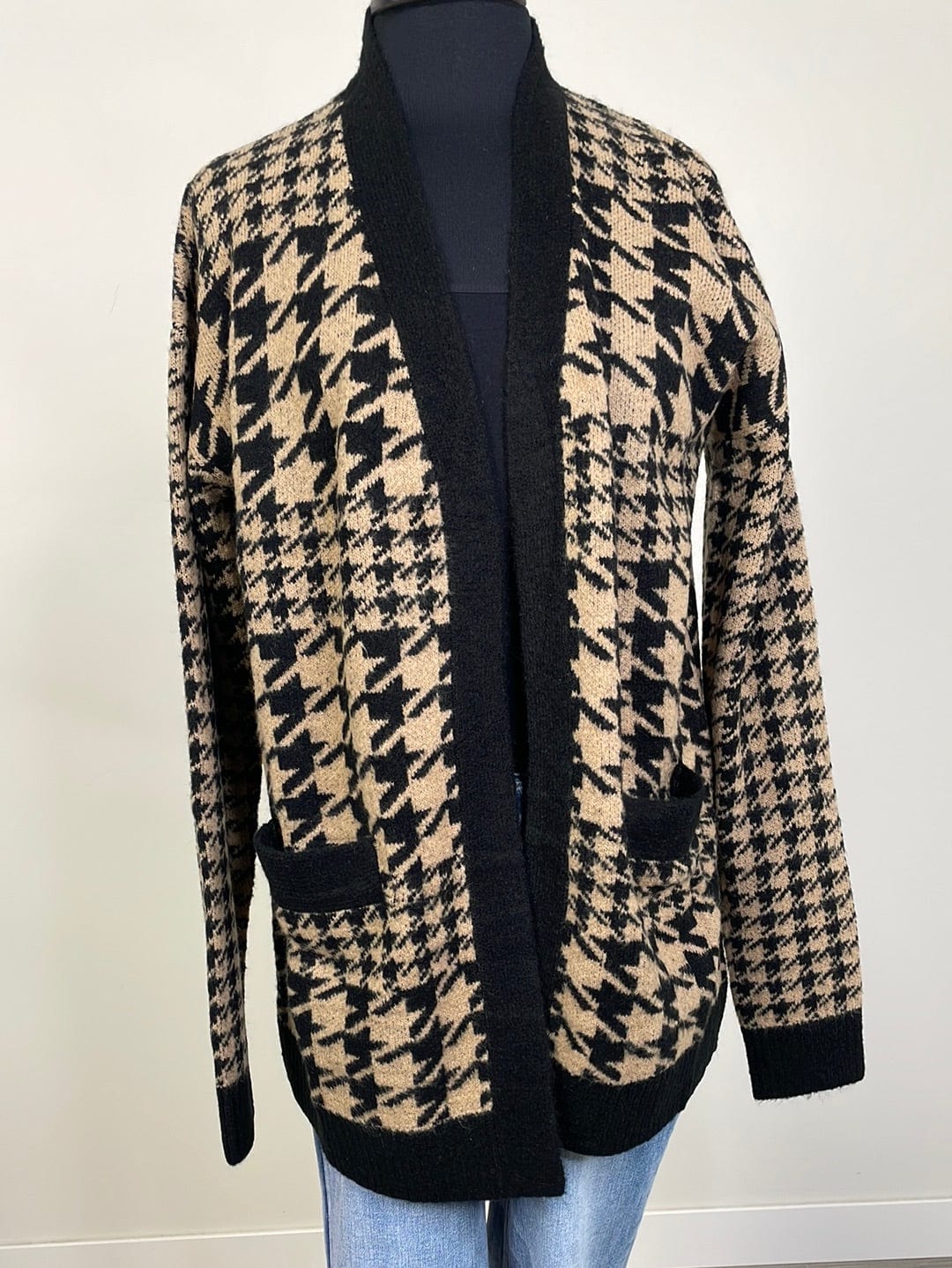 Camel & Black Houndstooth Cardigan