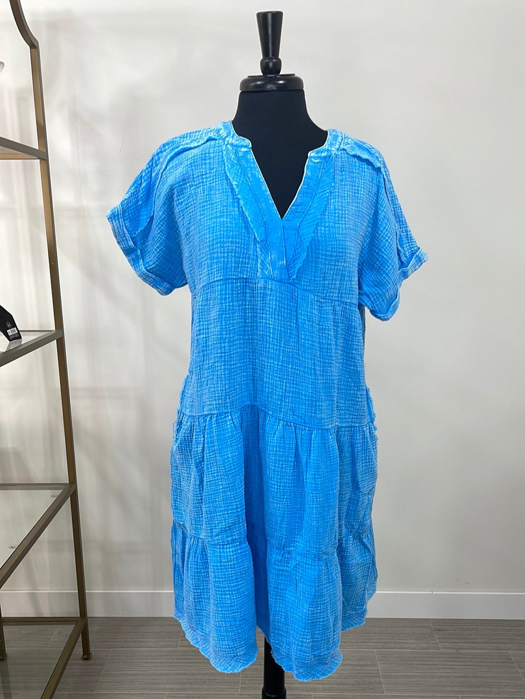 Sky Blue Texture Gauze Dress