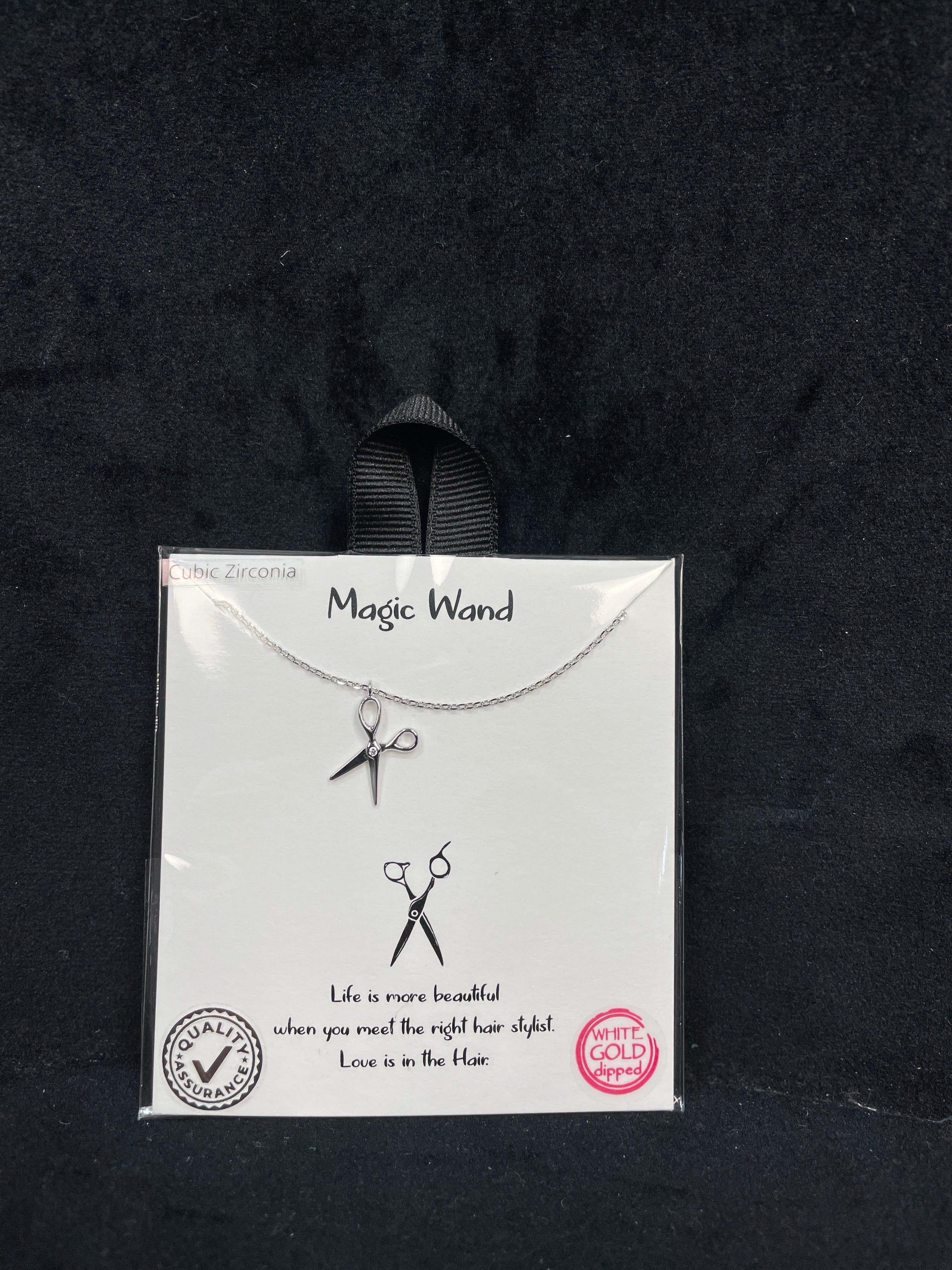 Magic Wand Scissor Necklace - Silver