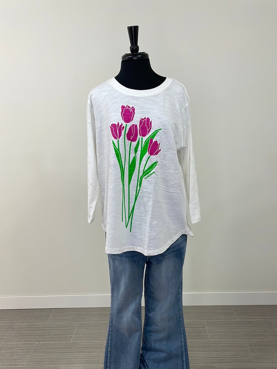 Lime & Fuchsia Tulip Hi-Lo Shirt