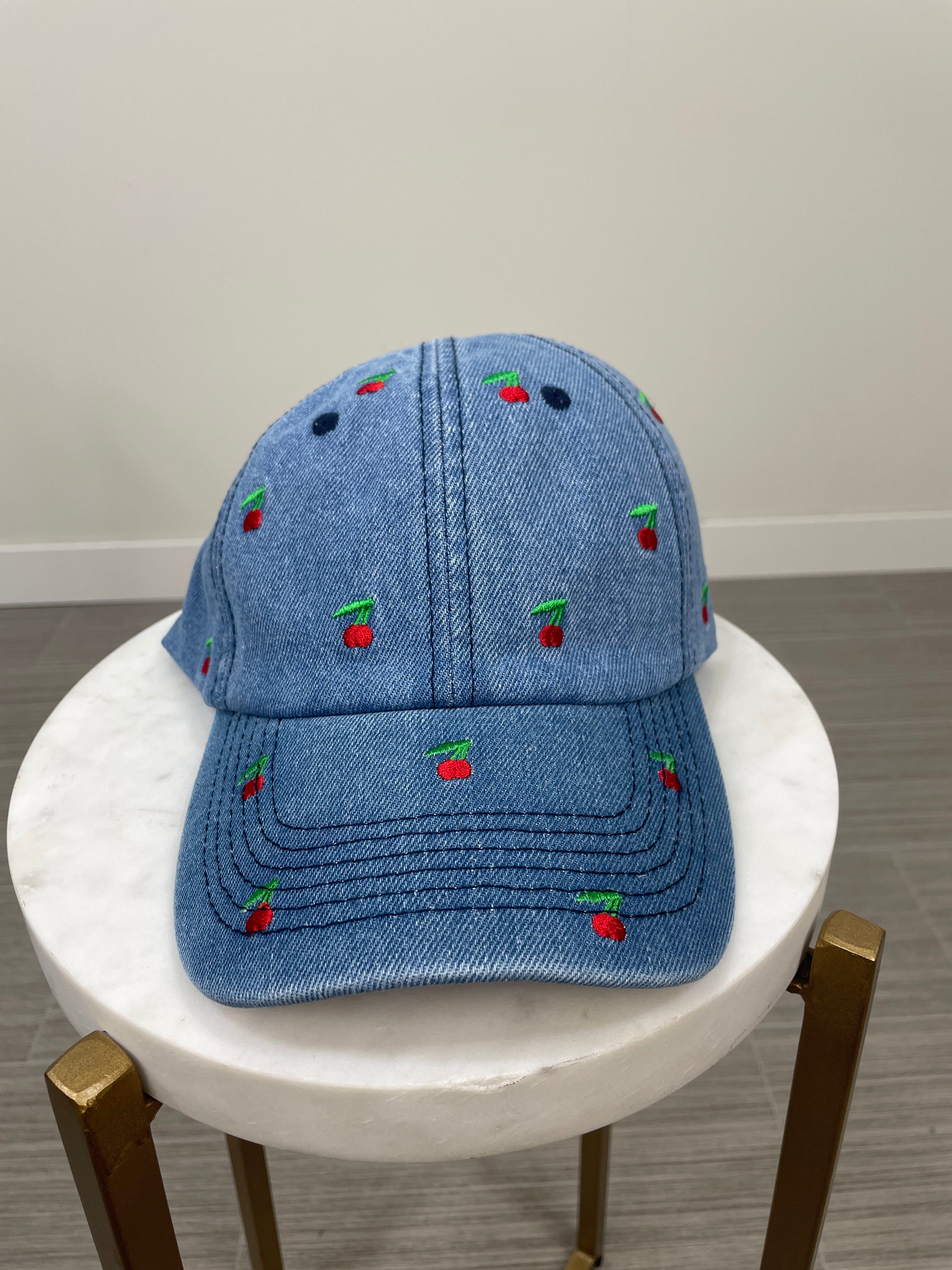 Denim Cherry Baseball Cap