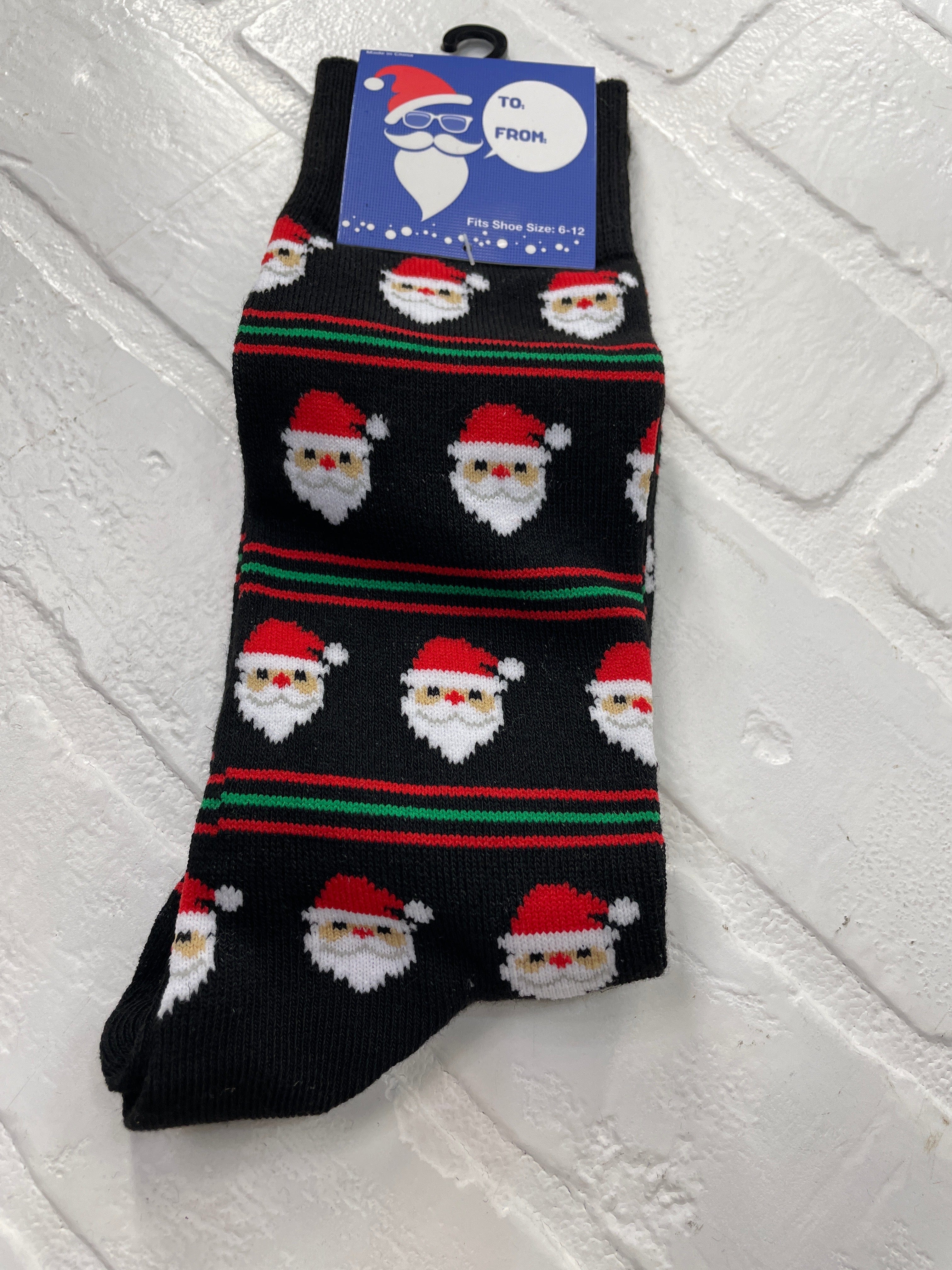 Men's Santa Faces Black Socks