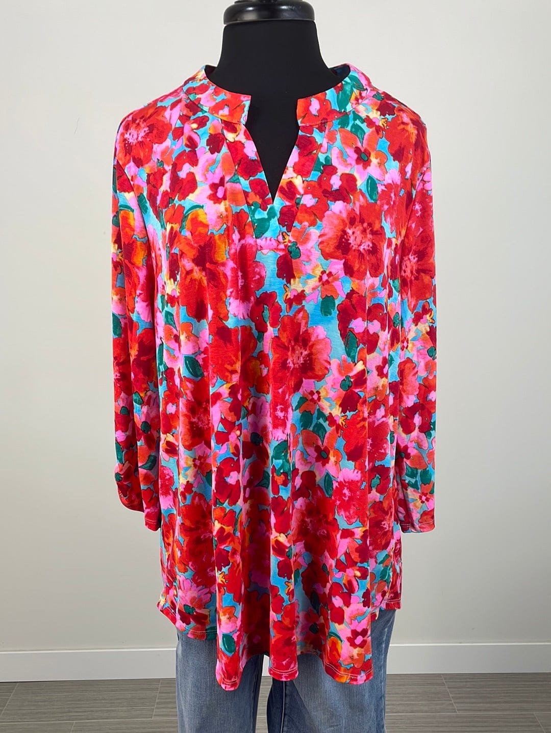Red & Orange Floral Lizzy Top