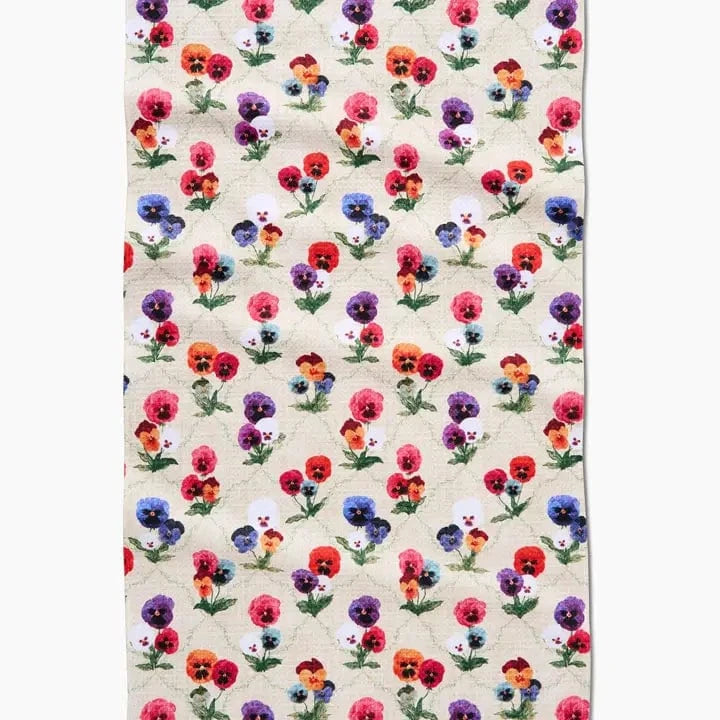 Geometry Bunch of Pansies Tea Towel