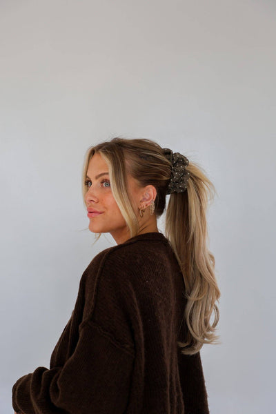 POLKA DOT OVERSIZED SCRUNCHIE: BROWN & CREAM