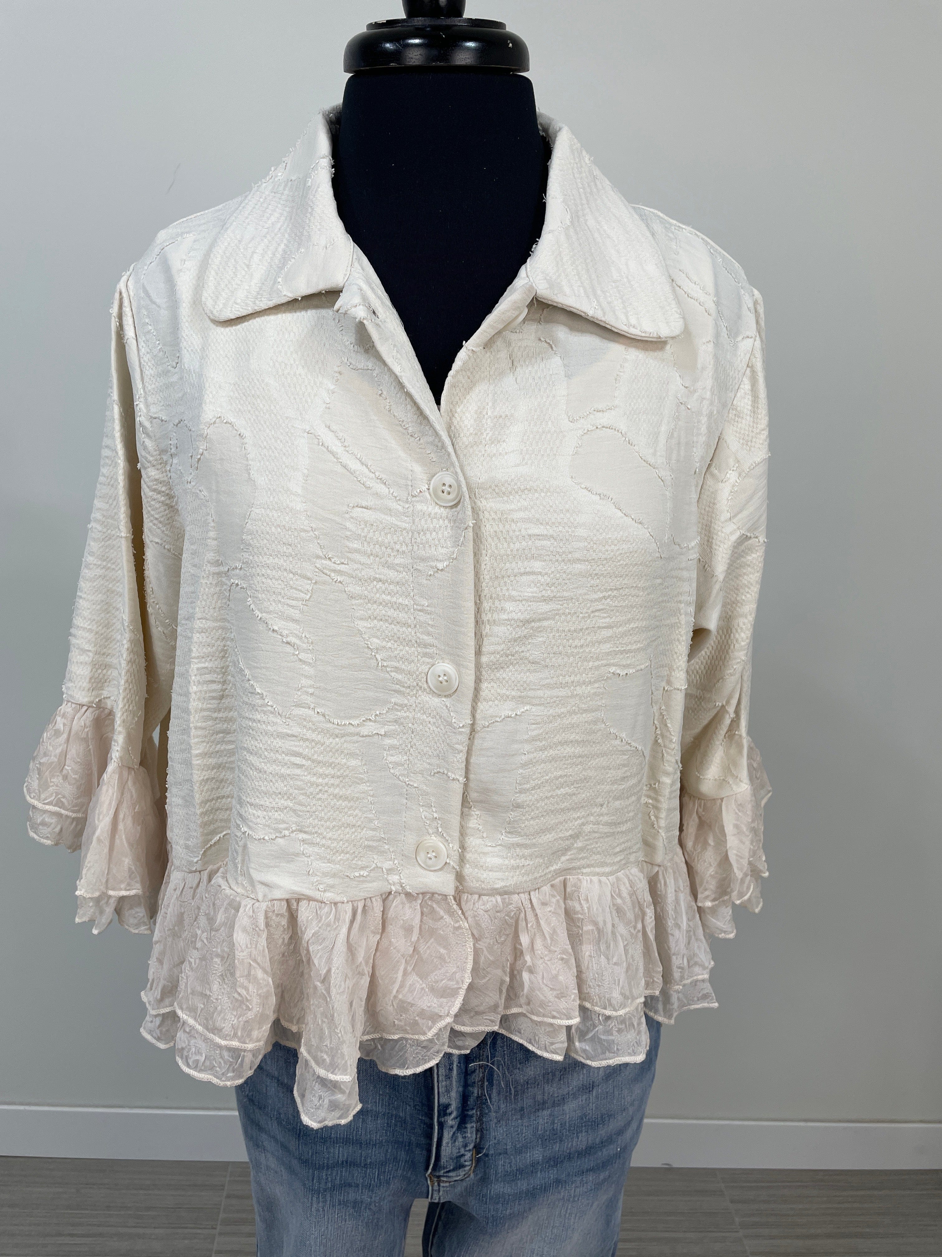 Ruffle Detail Crop Jacket