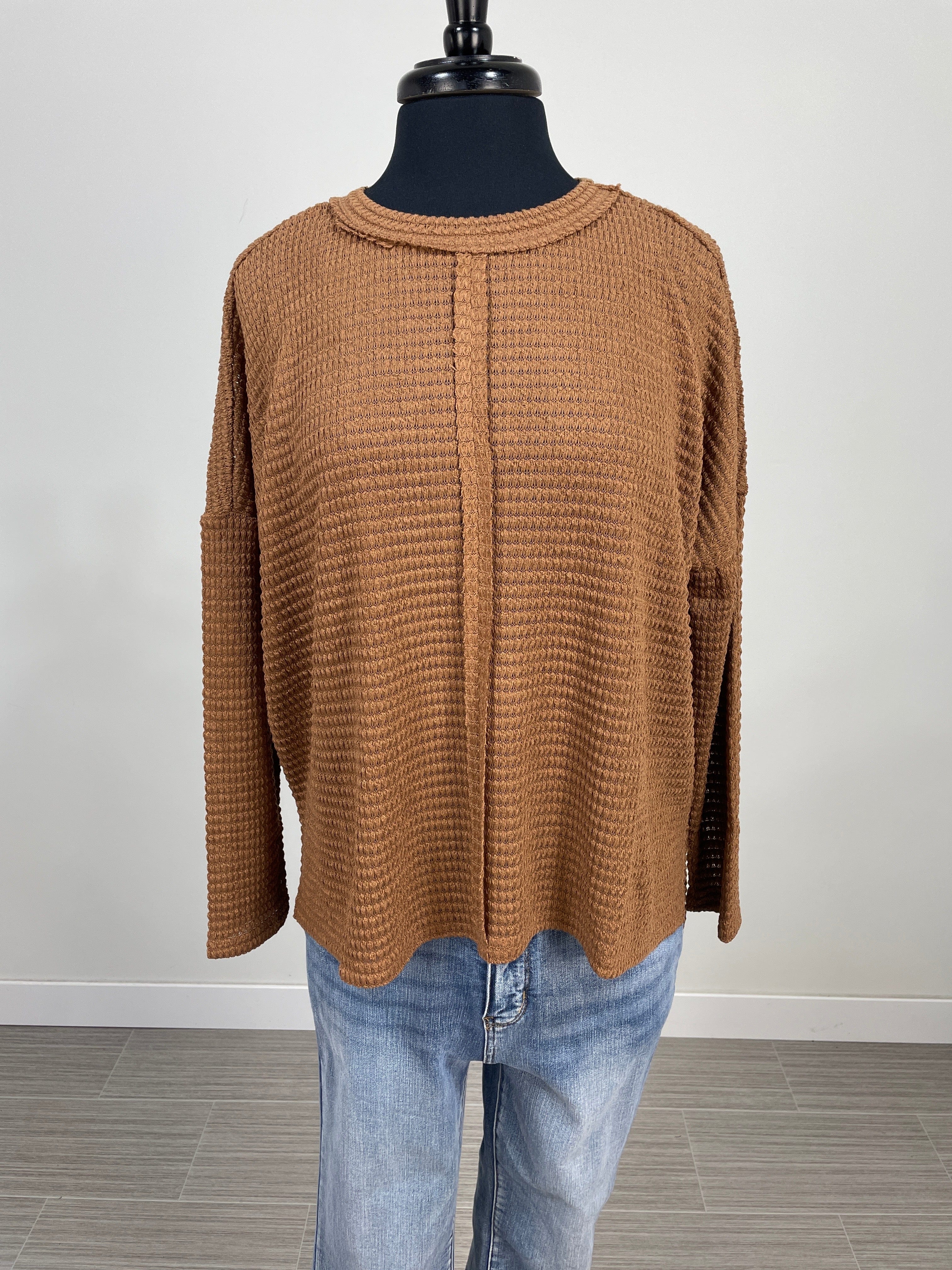 Camel Waffle Longsleeve Top