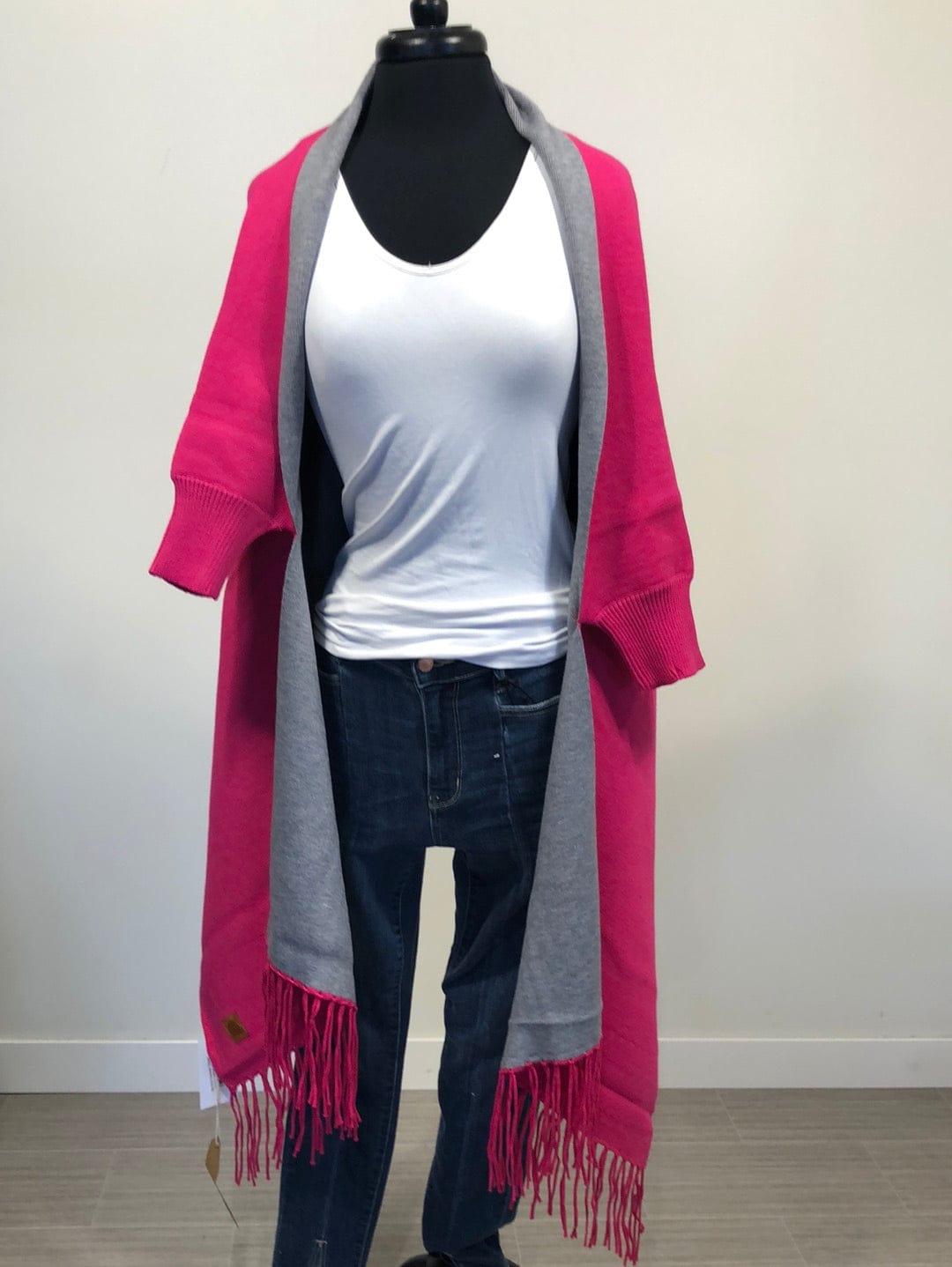 Hot Pink Sweater Shawl
