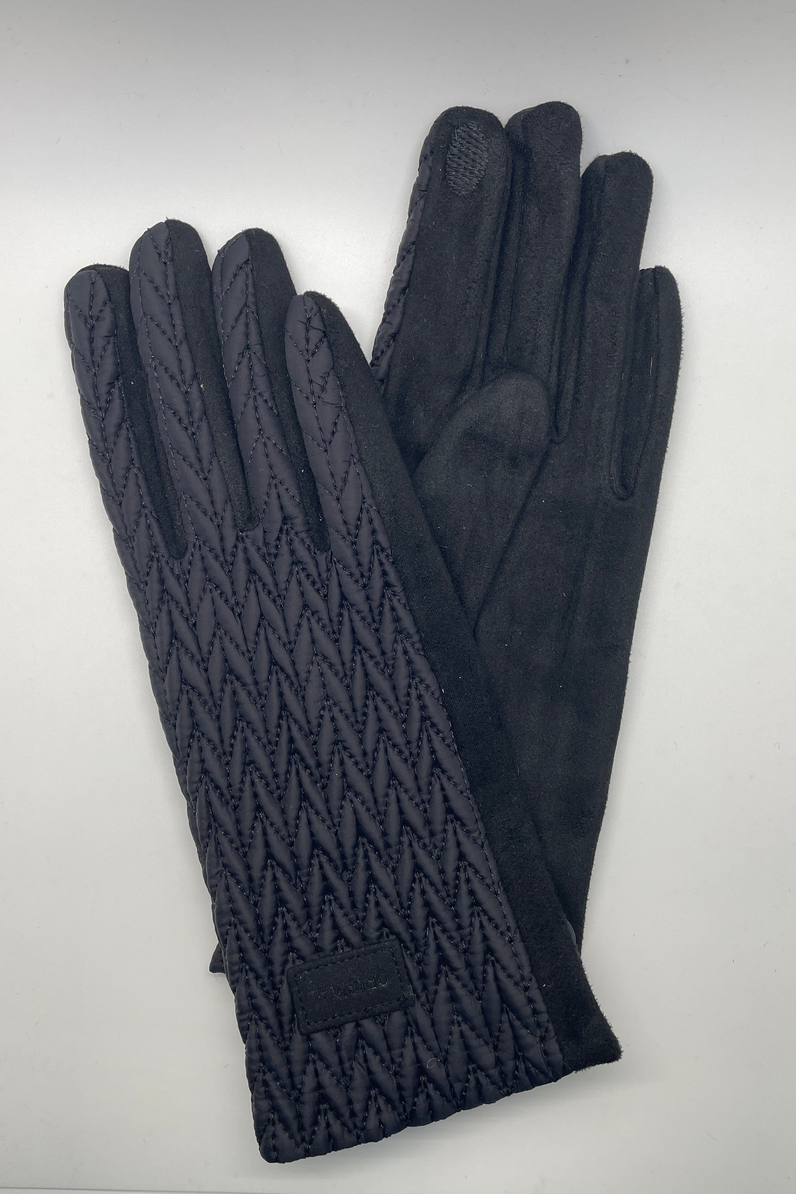 Black Stocking Stitch Texture Gloves