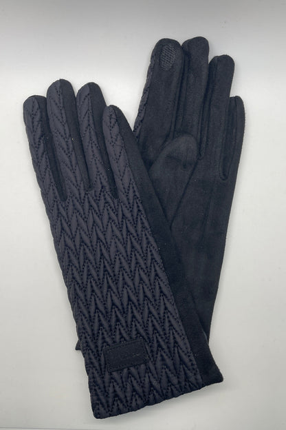 Black Stocking Stitch Texture Gloves