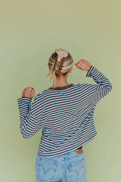 POLKA DOT & STRIPED OVERSIZED CLAWS: BROWN AND BLUE POLKA DOT