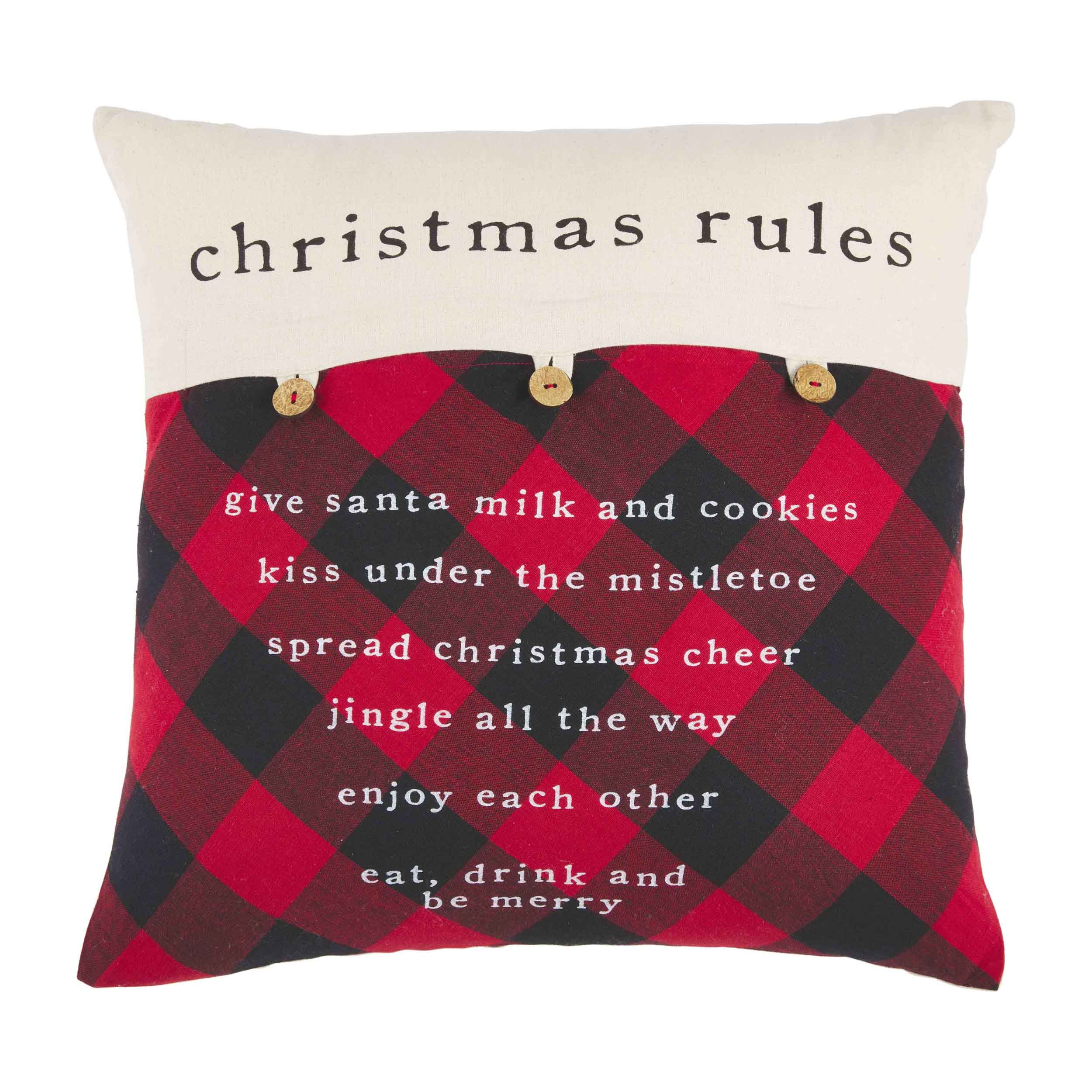 Christmas Rules Button Pillow