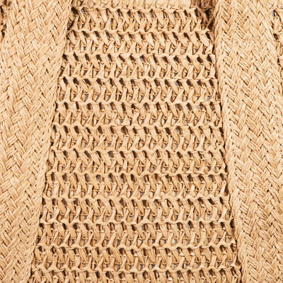 Straw Knit Zipper Tote Bag
