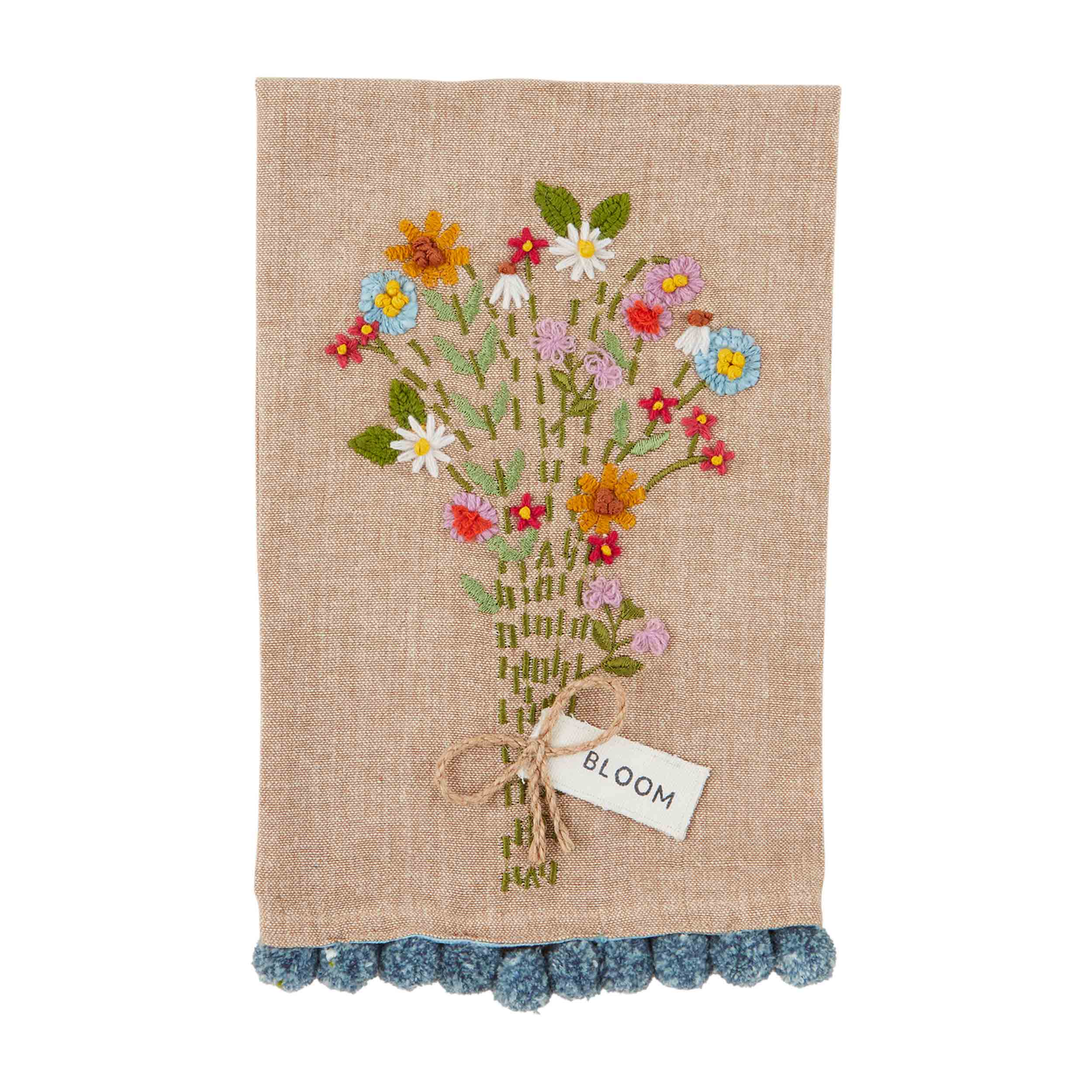 Bloom Floral Embroidery Pom Towel
