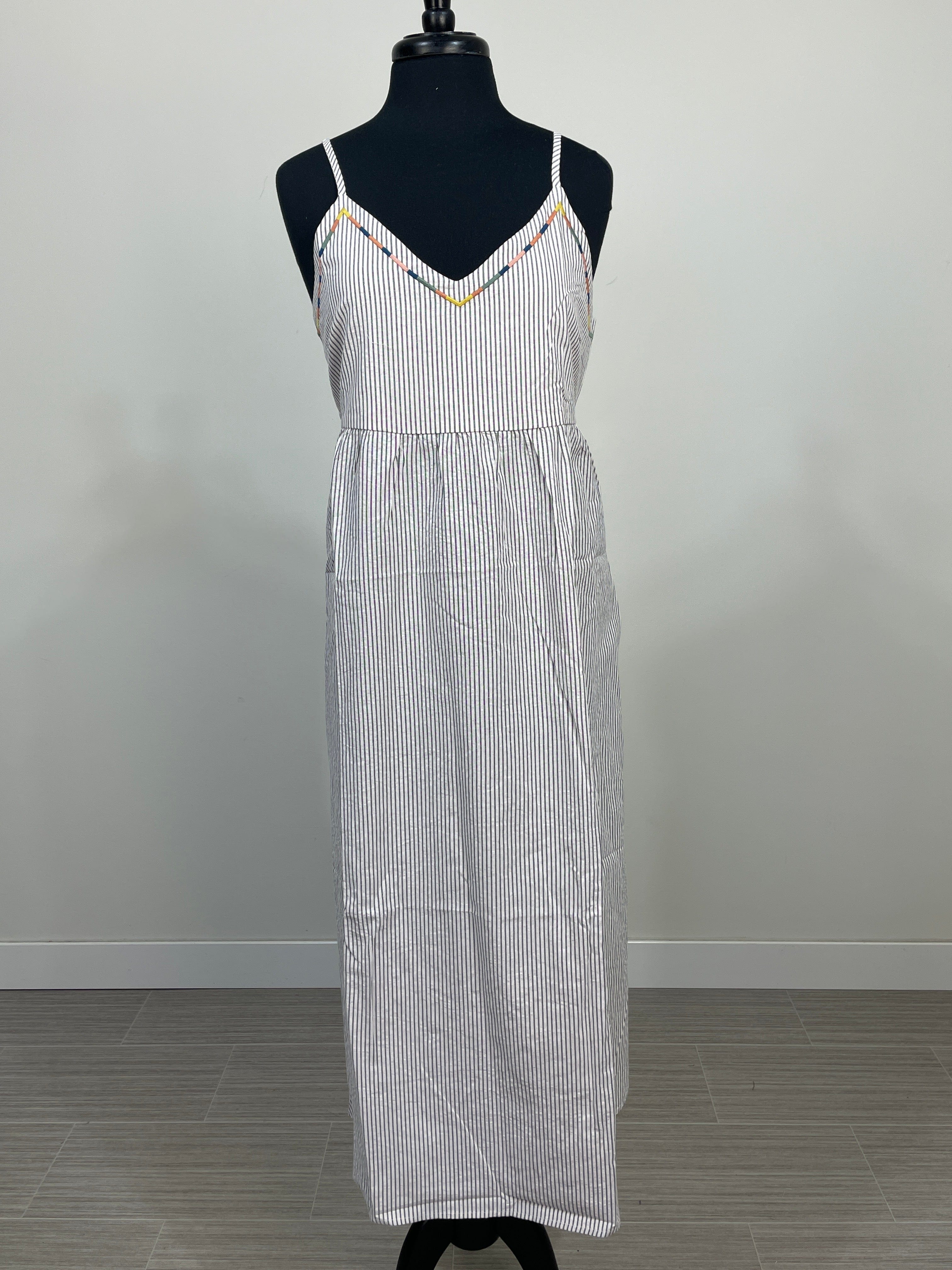 Embroidery Detail Stripe Cami Dress