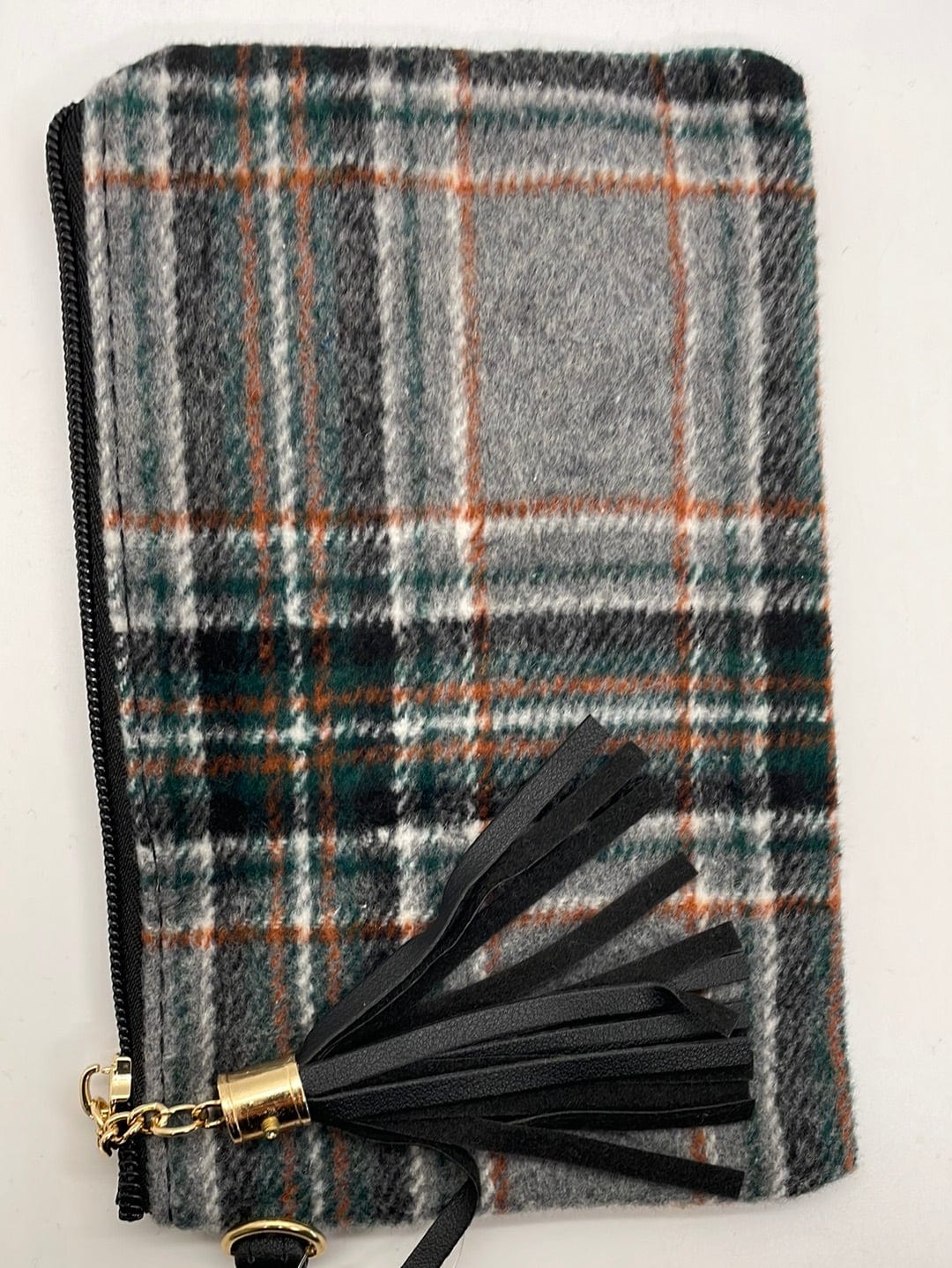 Gray Plaid Wristlet