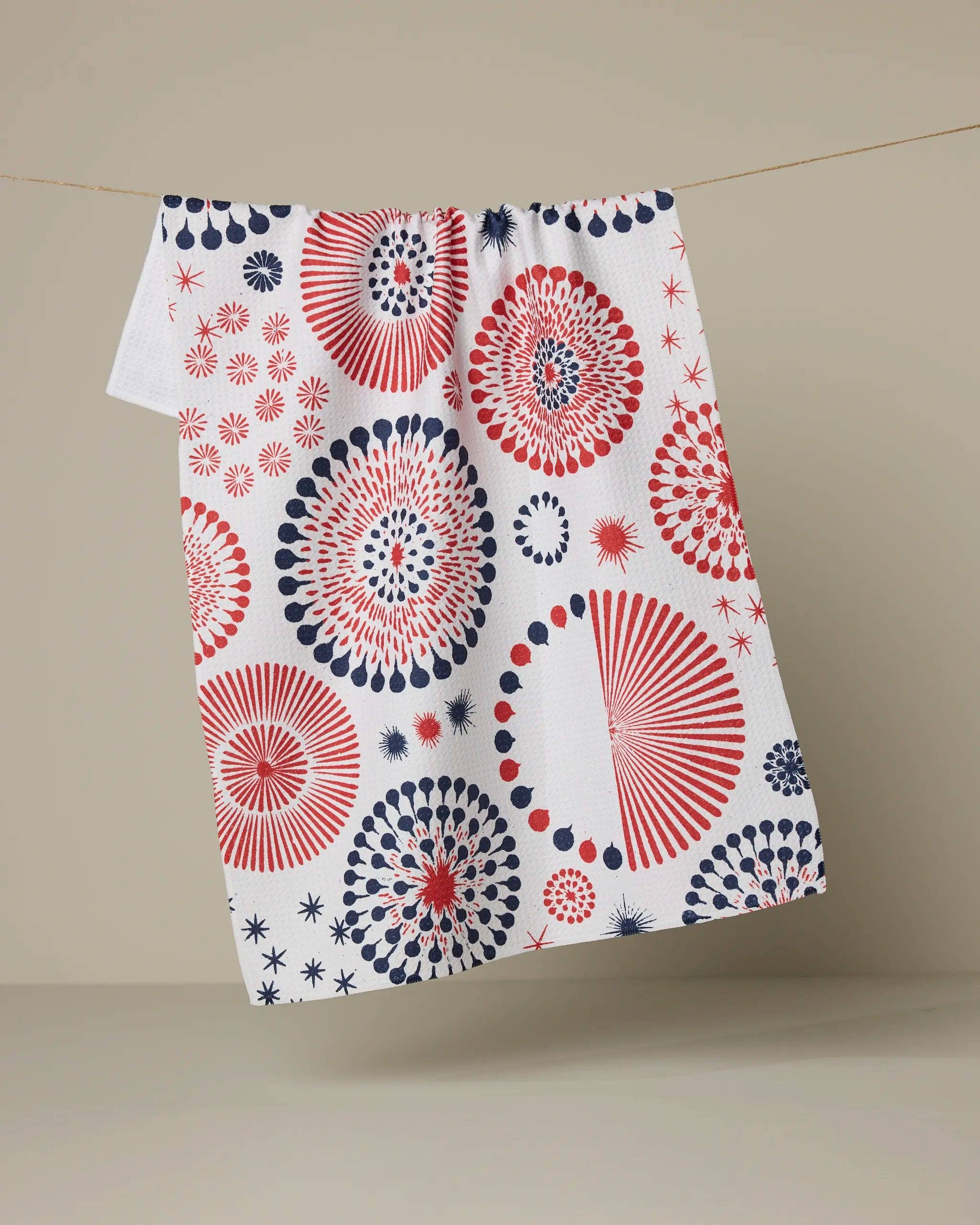 Geometry Freedom Sparks Tea Towel: Blue