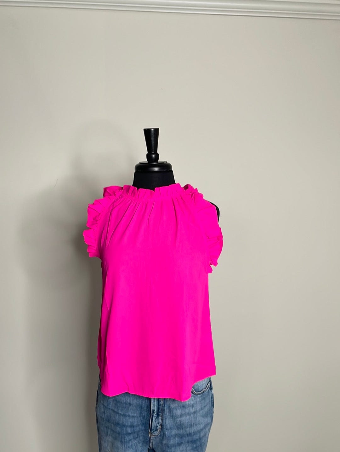 Fuchsia Ruffle Sleeveless Top