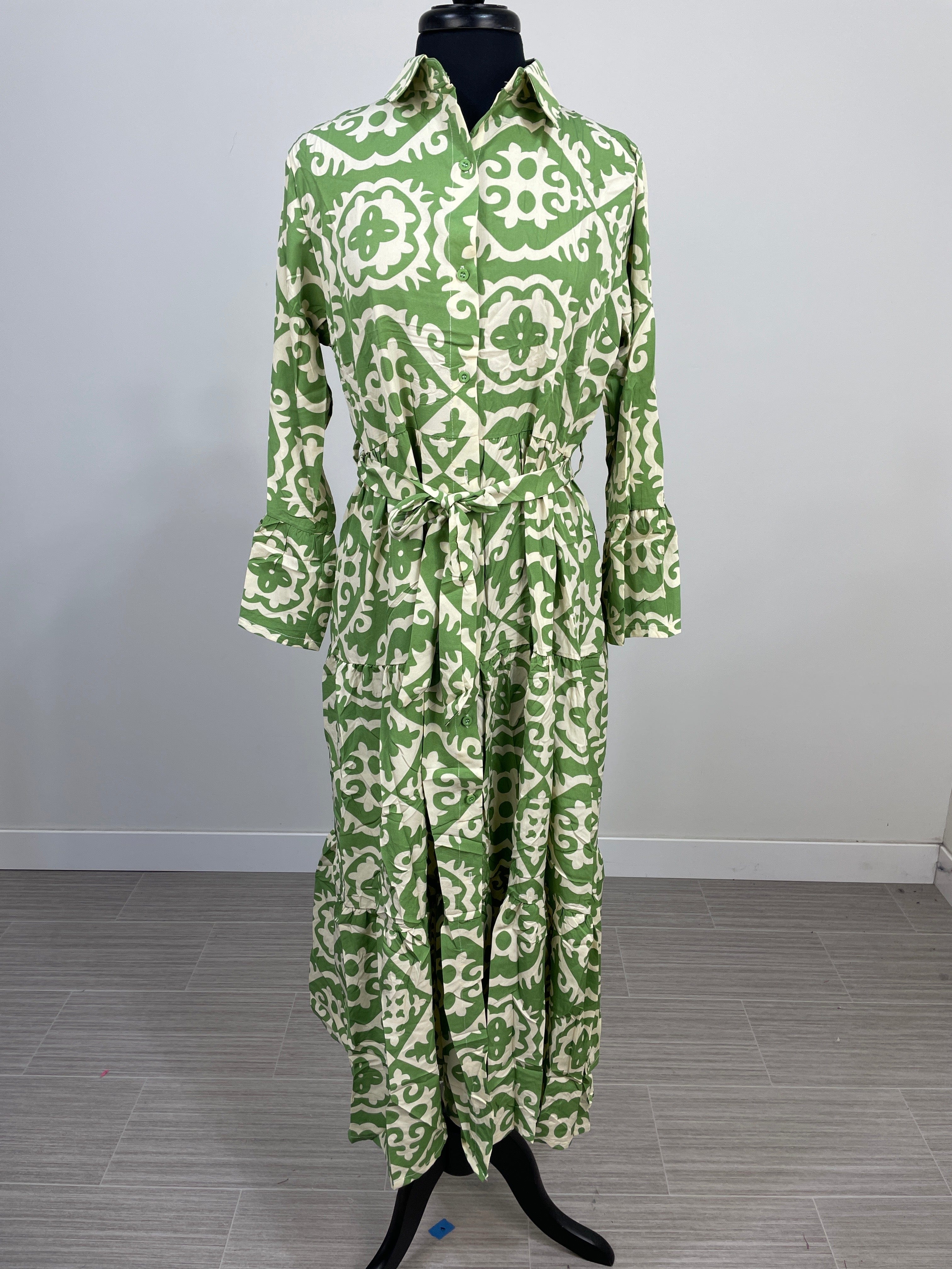Green & Ivory Maxi Dress