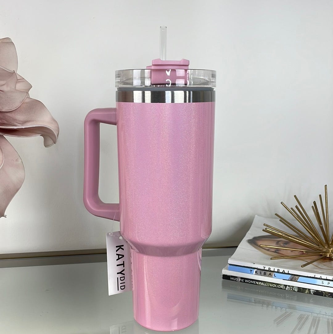Light Pink Glitter Jeanie 40oz Tumbler w/Handle