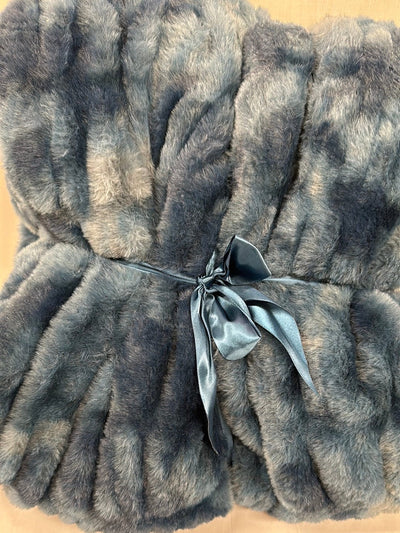 Blue Double Lined Luxe Minky Faux Fur Blanket