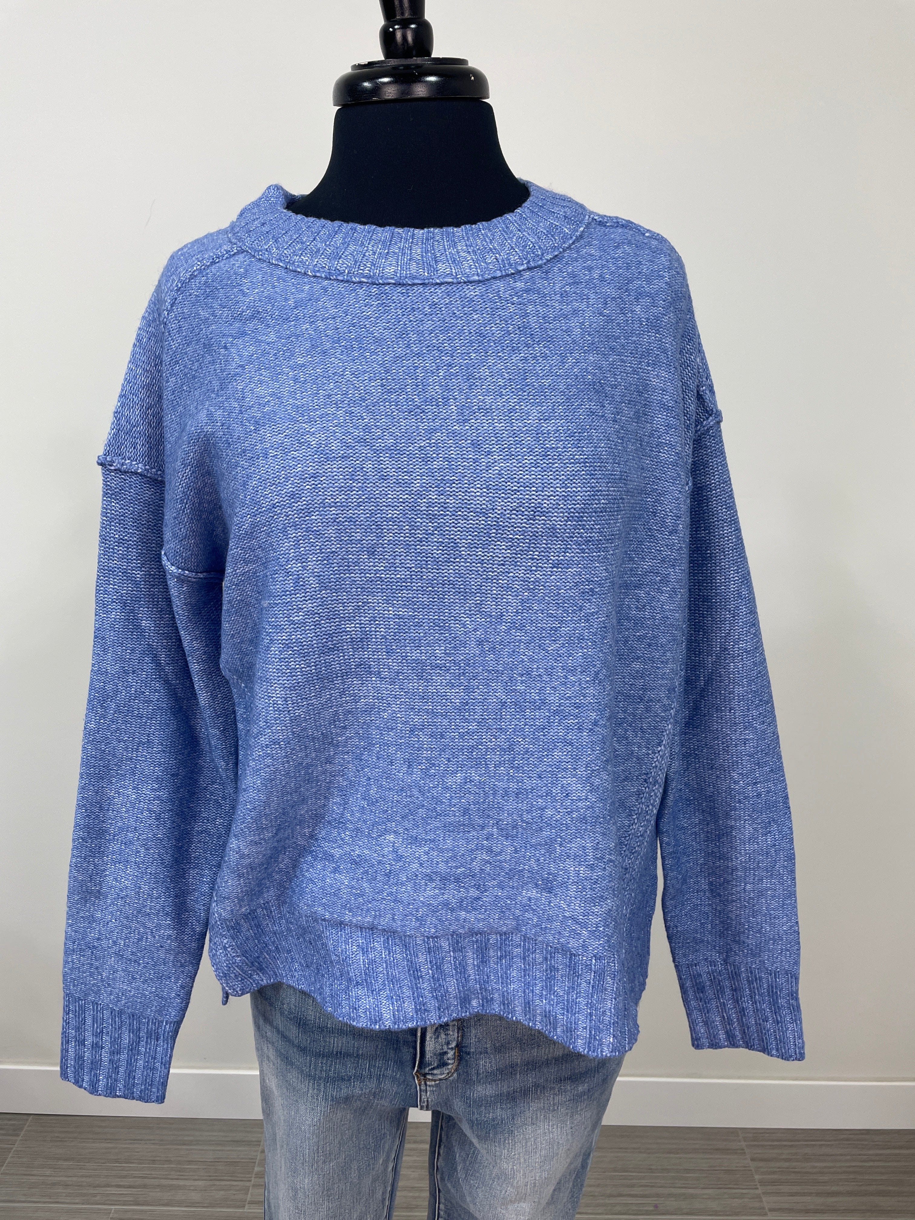 Denim Outside Seam Detail Sweater