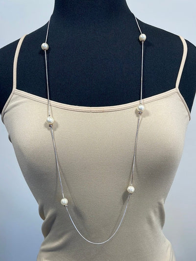 Silver Pearl Chain Necklace