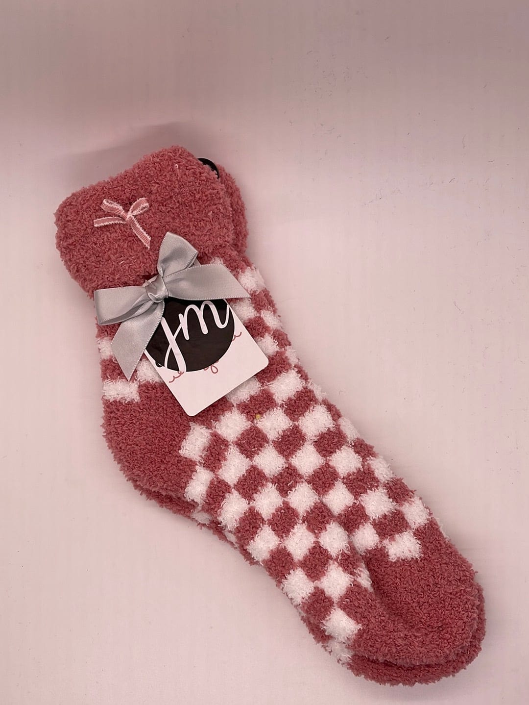 Rose Checkered Cozy Crew Sock