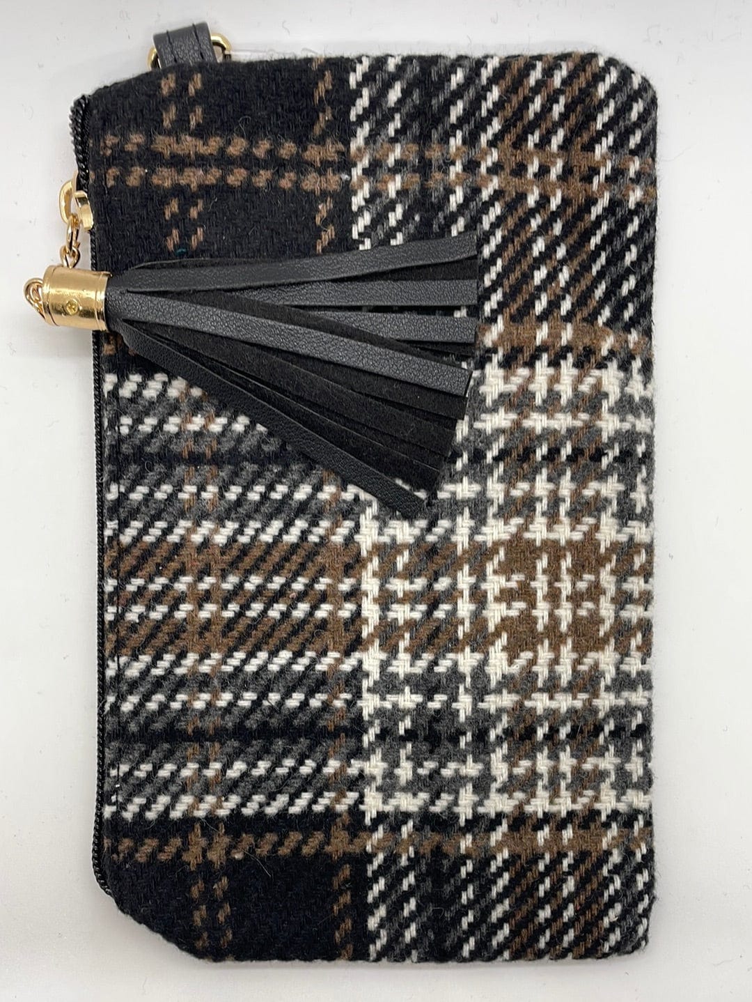 Black & Brown Plaid Wristlet