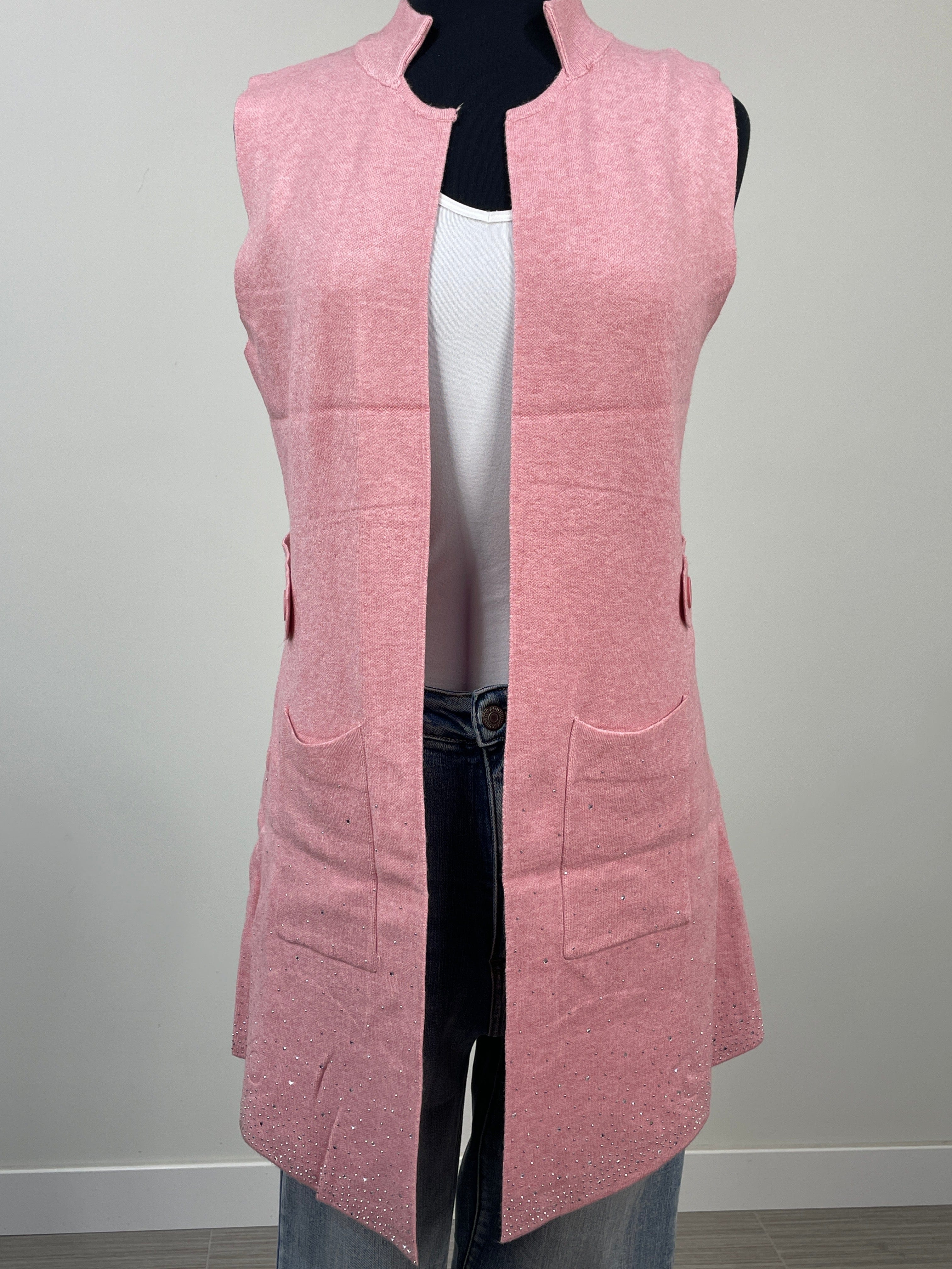 Pink Studded Sweater Vest