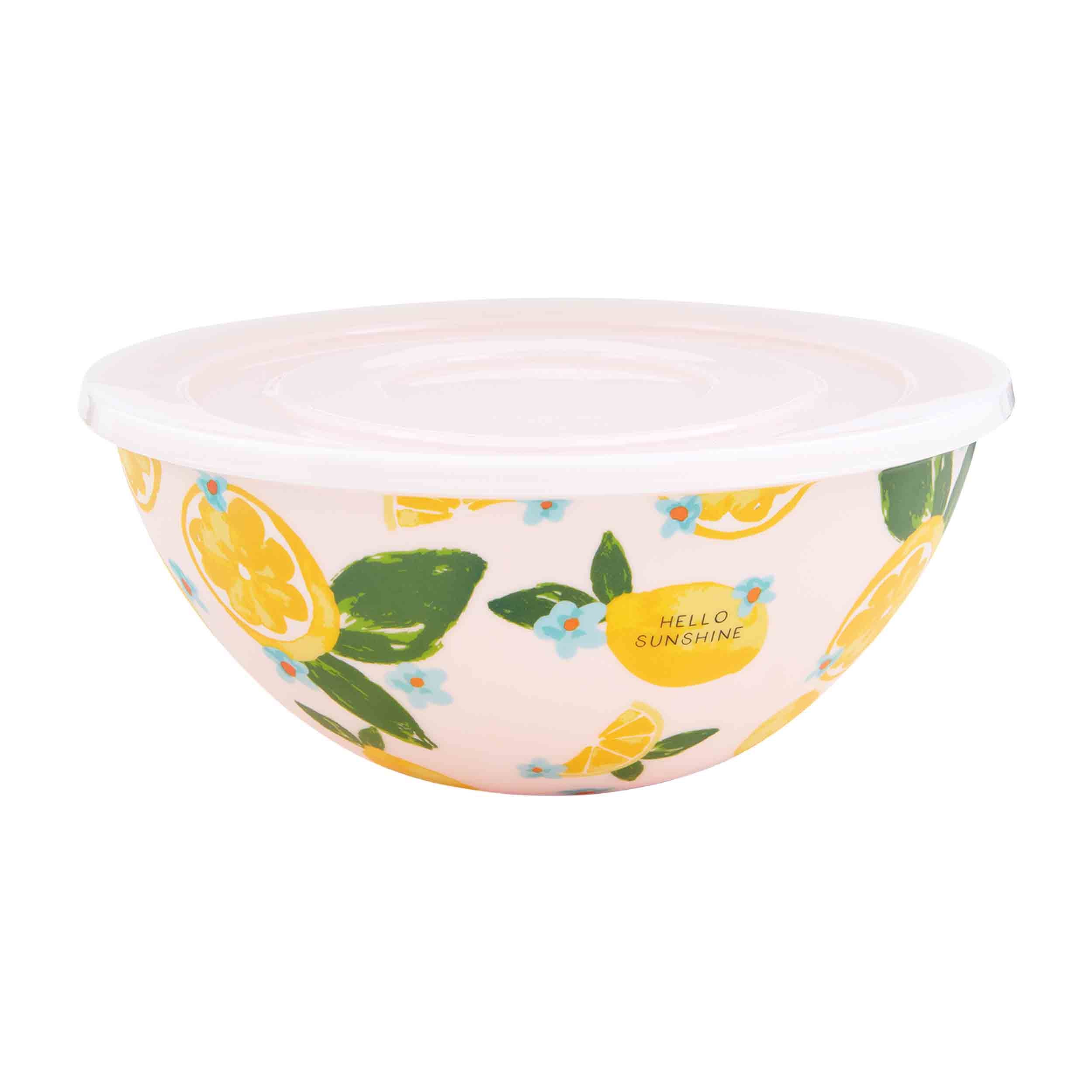 Pink Lemon Melamine Bowl w/Lid