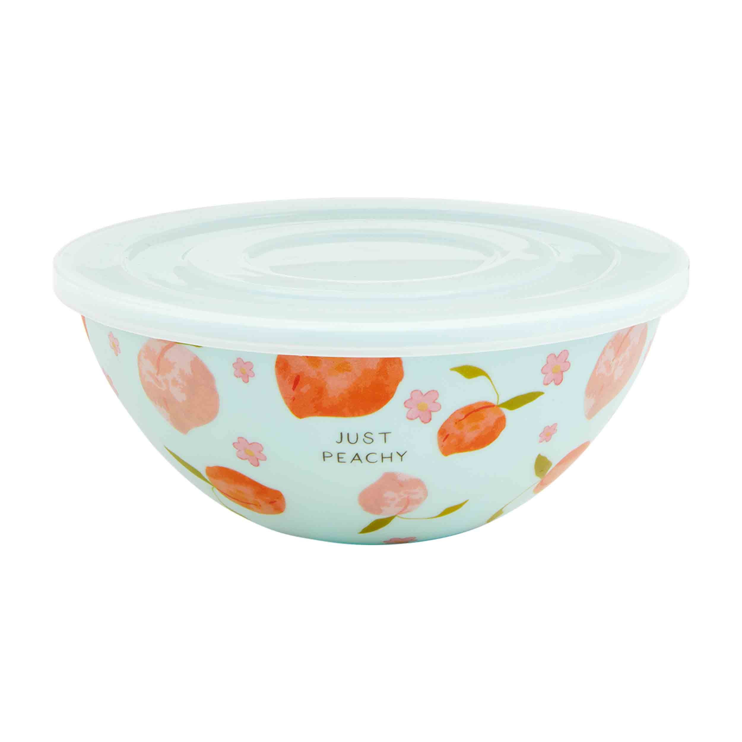 Blue Peach Melamine Bowl w/Lid