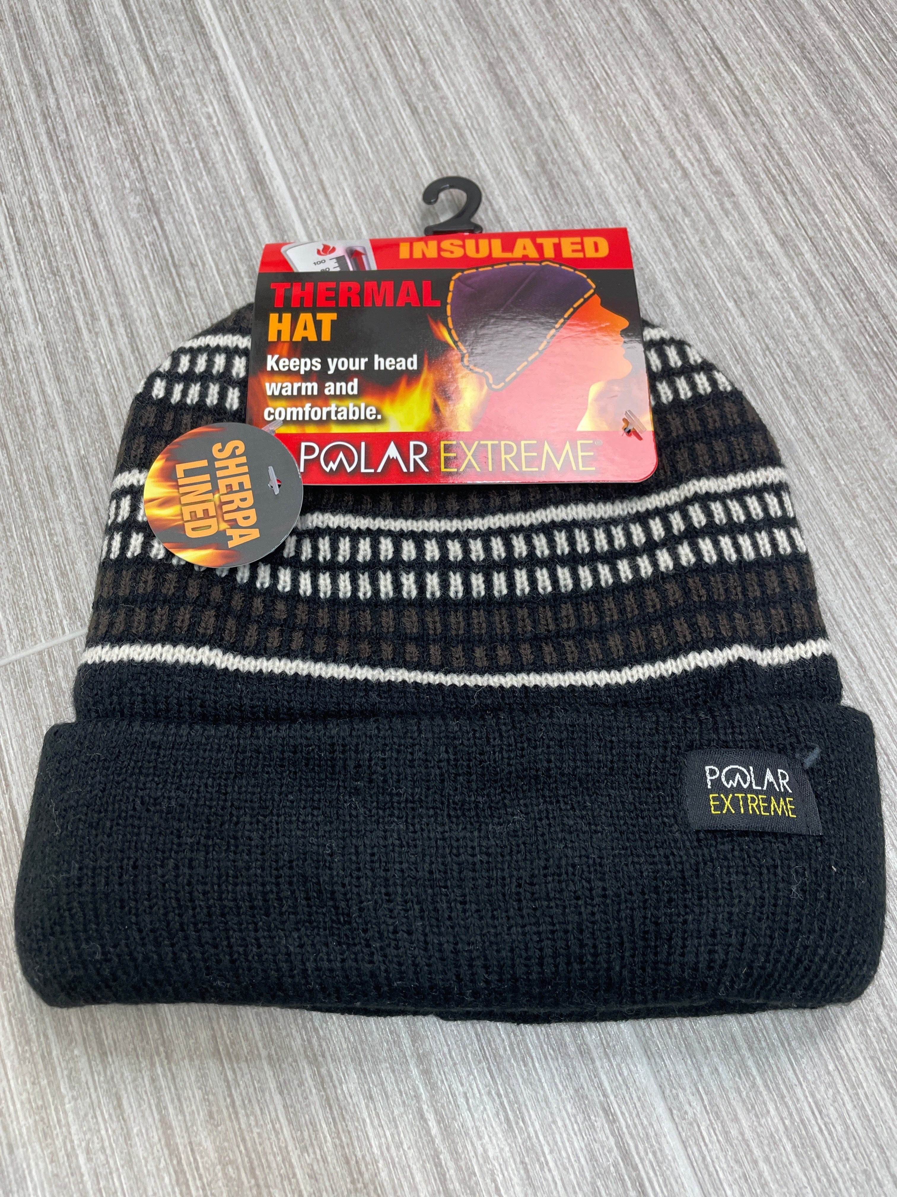 PE Black Patterned Cuffed Hat