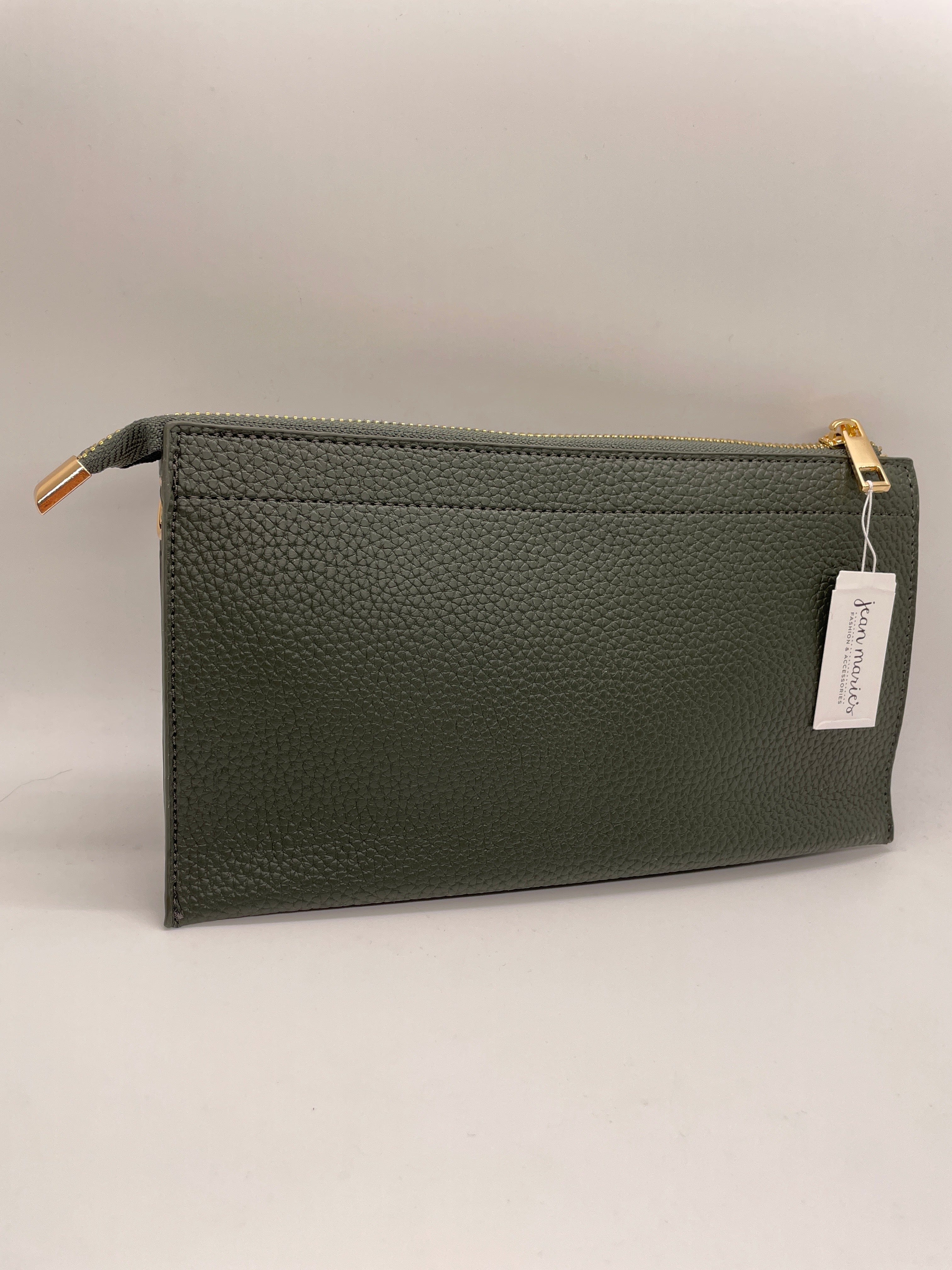 Green Luxe Wallet Wristlet with Shoulder Strap