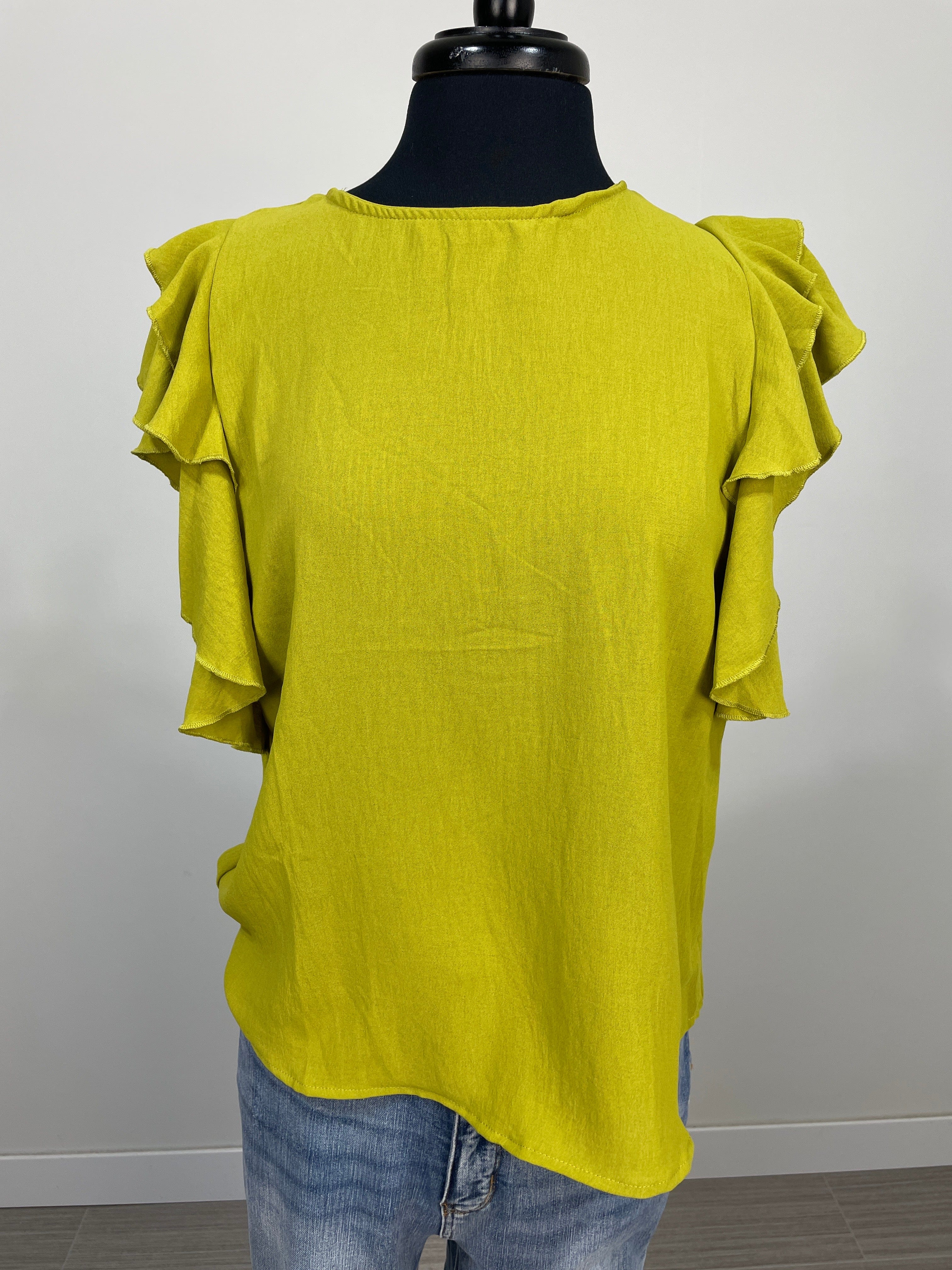 Pear Double Ruffle Sleeve Top