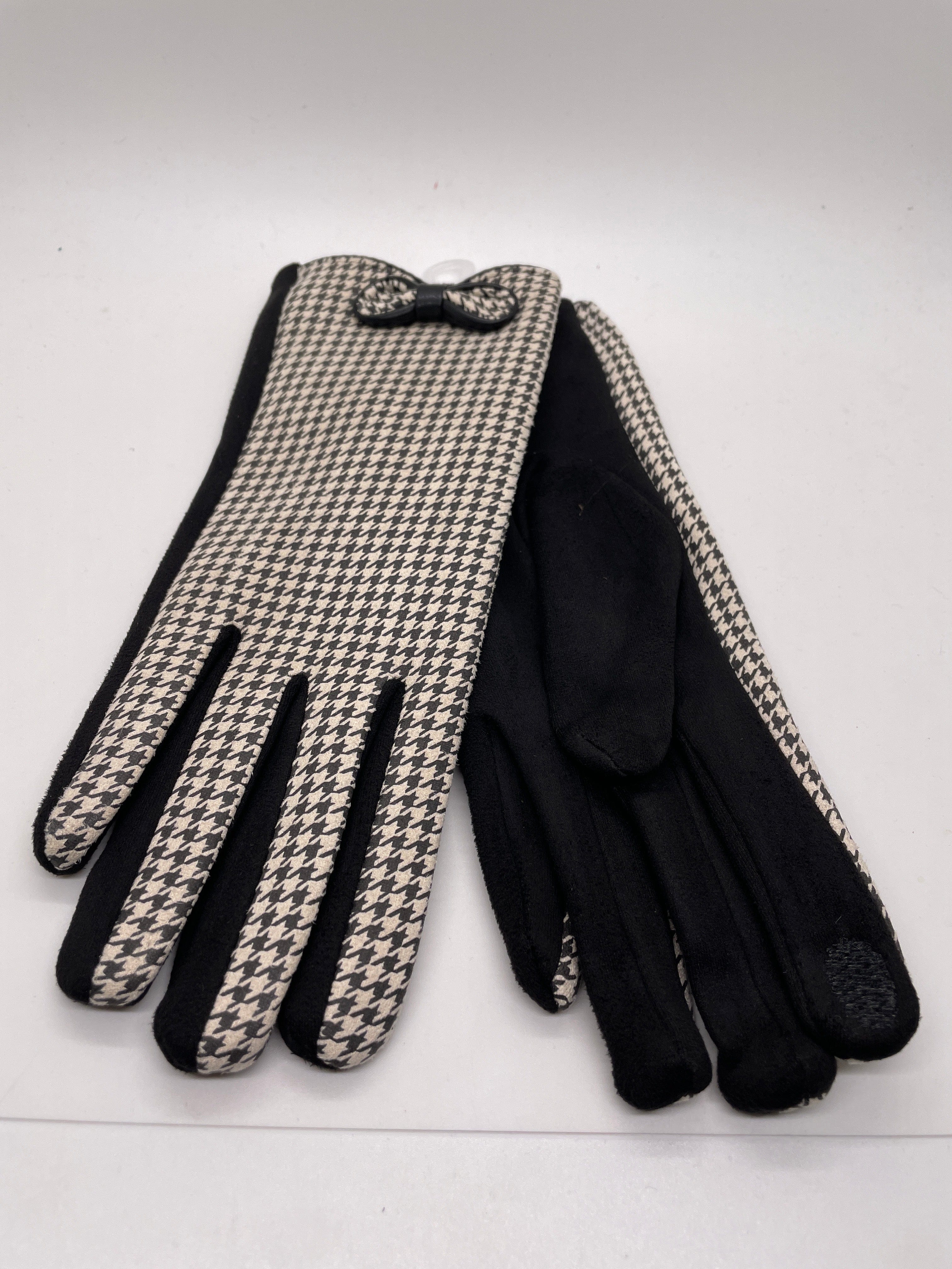 Black Houndstooth Glove W/ Bow