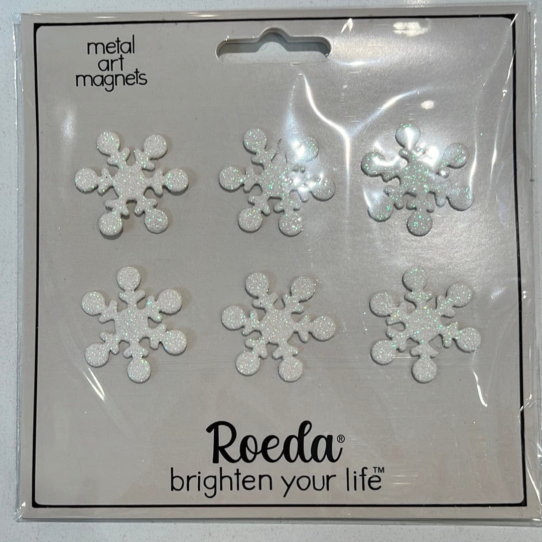 Snowflake Magnets S/6 White Glitter