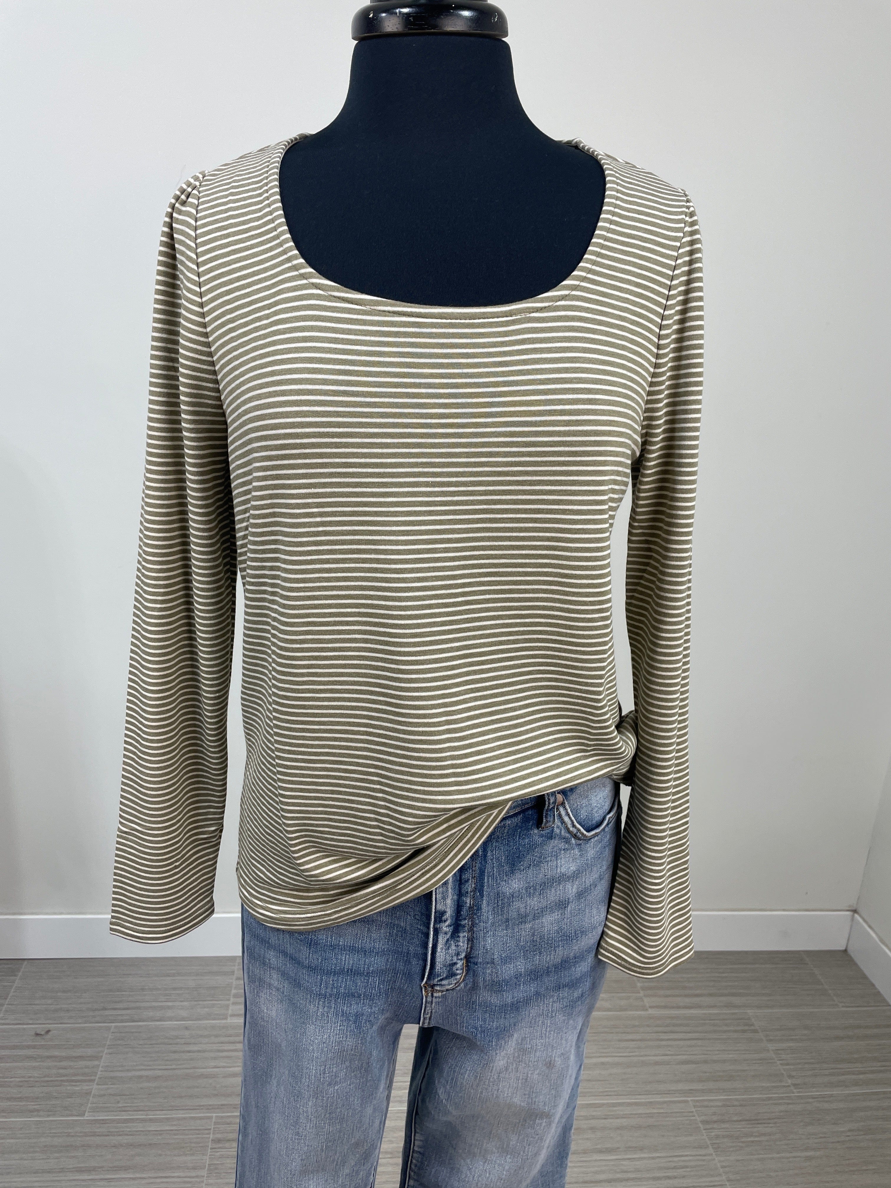 Light Olive Stripe Top