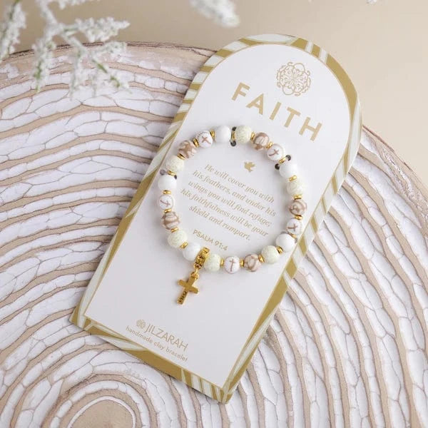 Faith Clay Bead Bracelet