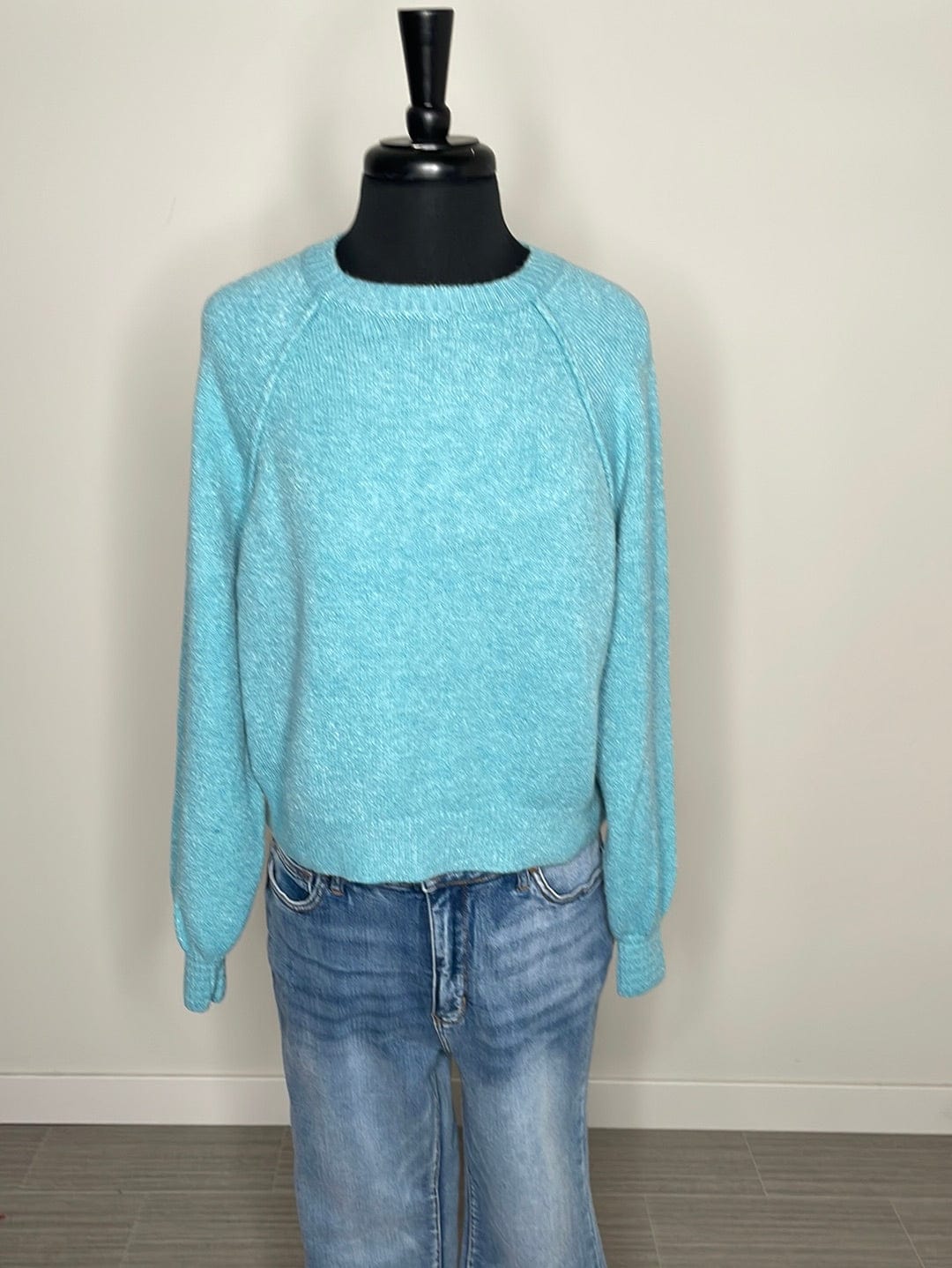 Dusty Teal Melange Raglan Sweater