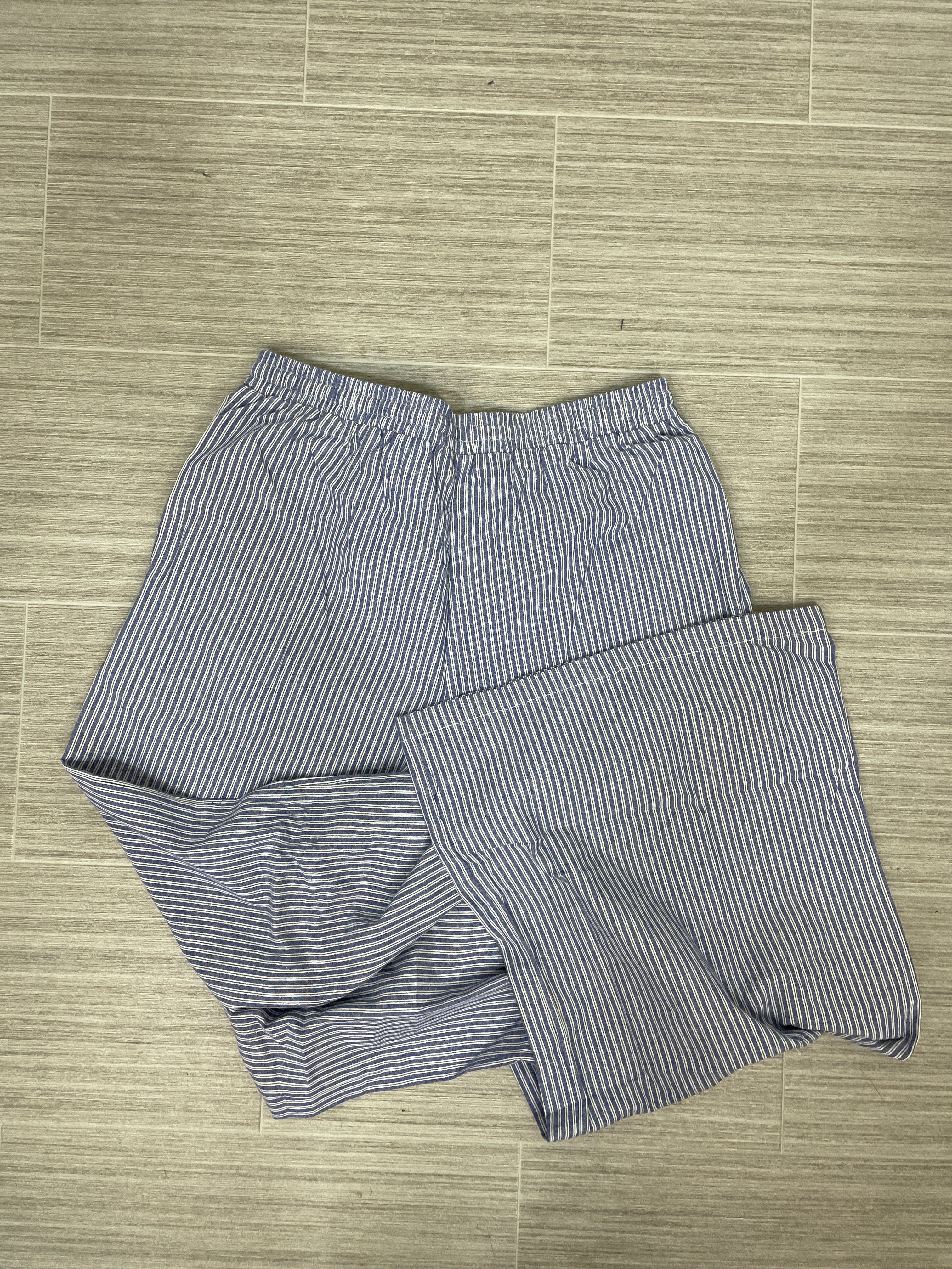 Denim Blue Pinstripe Wide Leg Pants