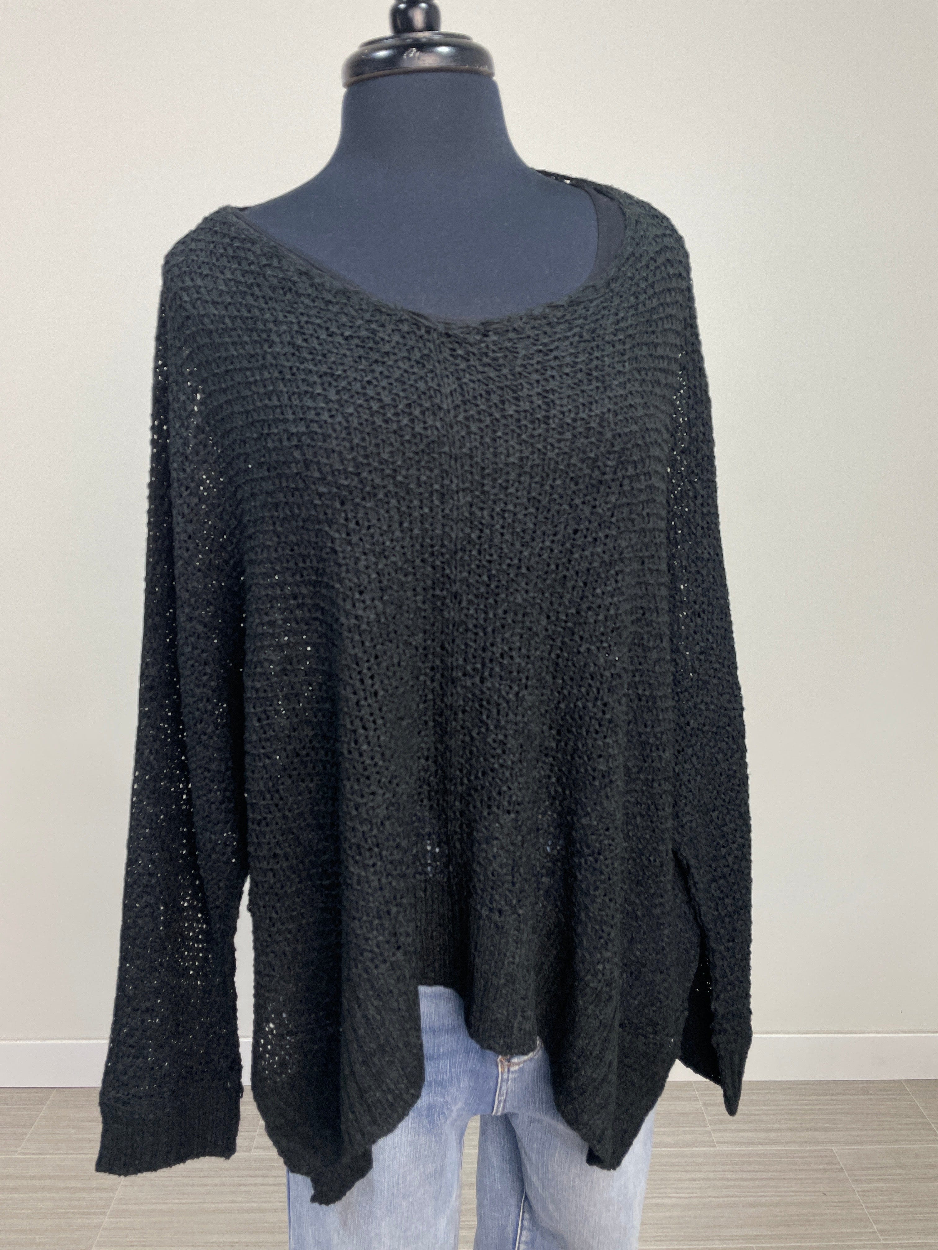 Black Dolman V-Neck Sweater